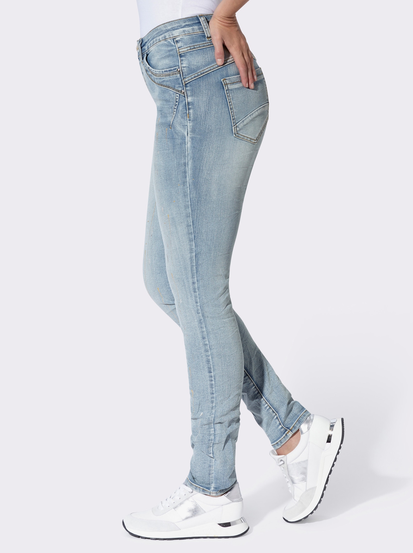 heine Jeans mit Glitzerdruck - blue-bleached