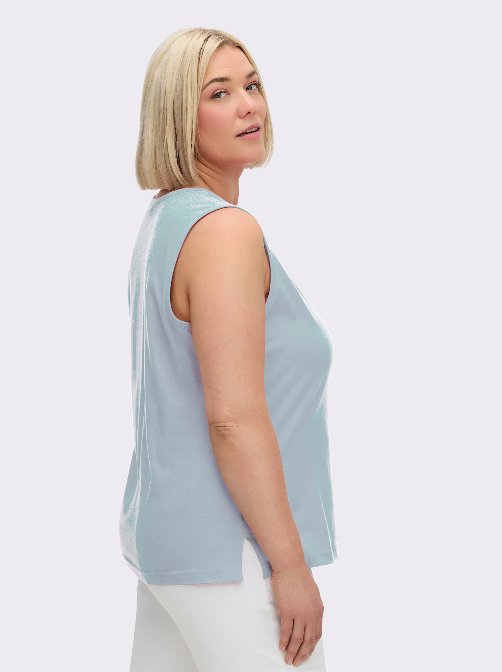 Shirttop mit Seitenschlitzen - hellblau