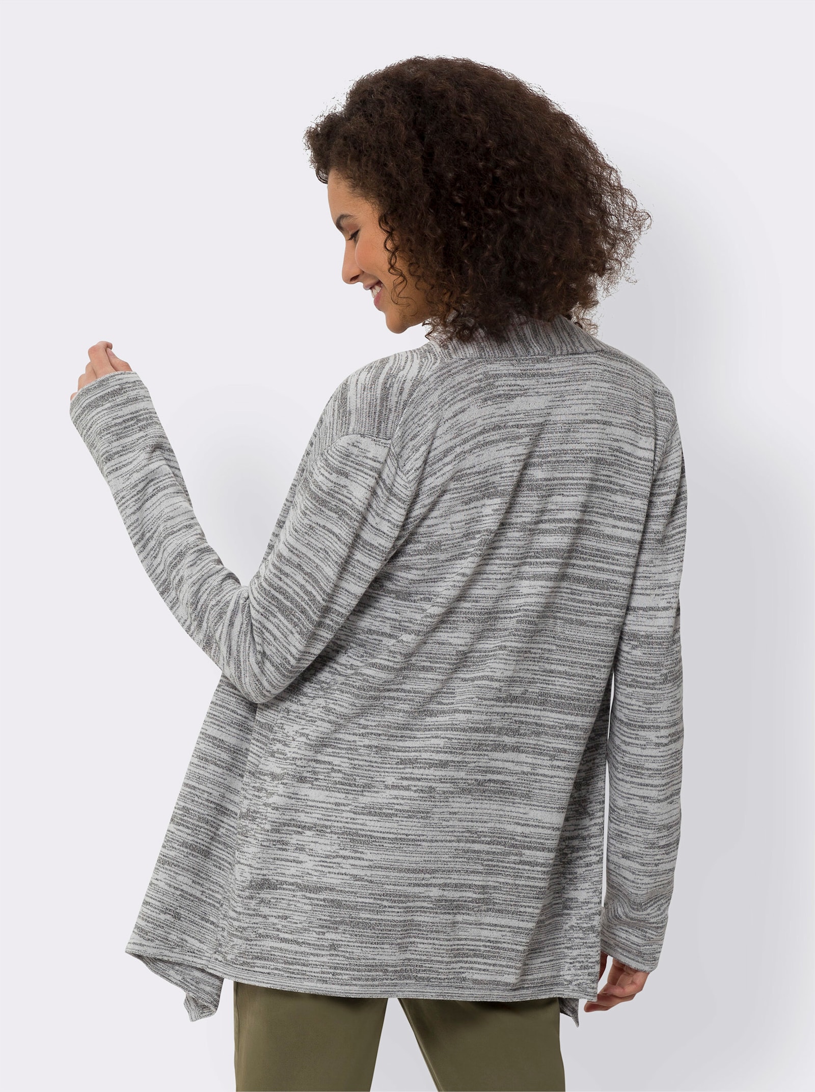 heine Strickjacke mit Schalkragen - grau-meliert