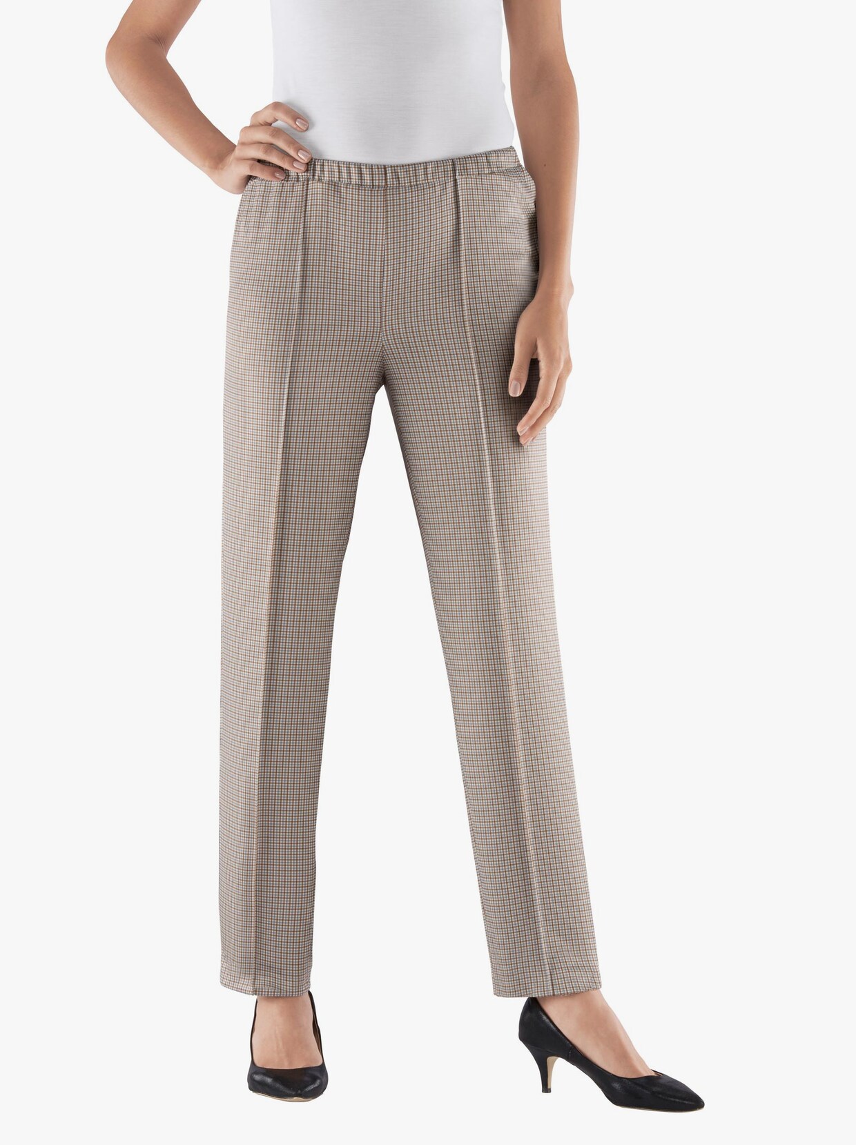 Jerseyhose - grau-kariert