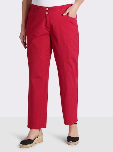 sheego Chinohose mit Strassknopf am Bund - erdbeere