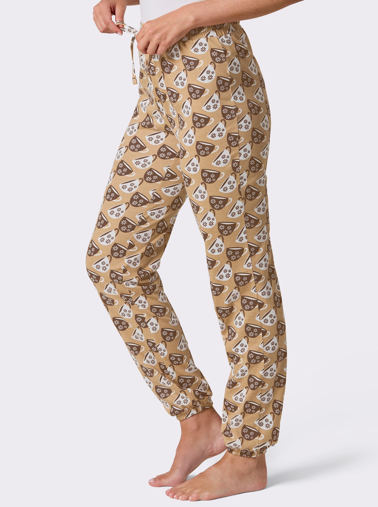 wäschepur Schlafanzug-Hose - camel-schoko-bedruckt