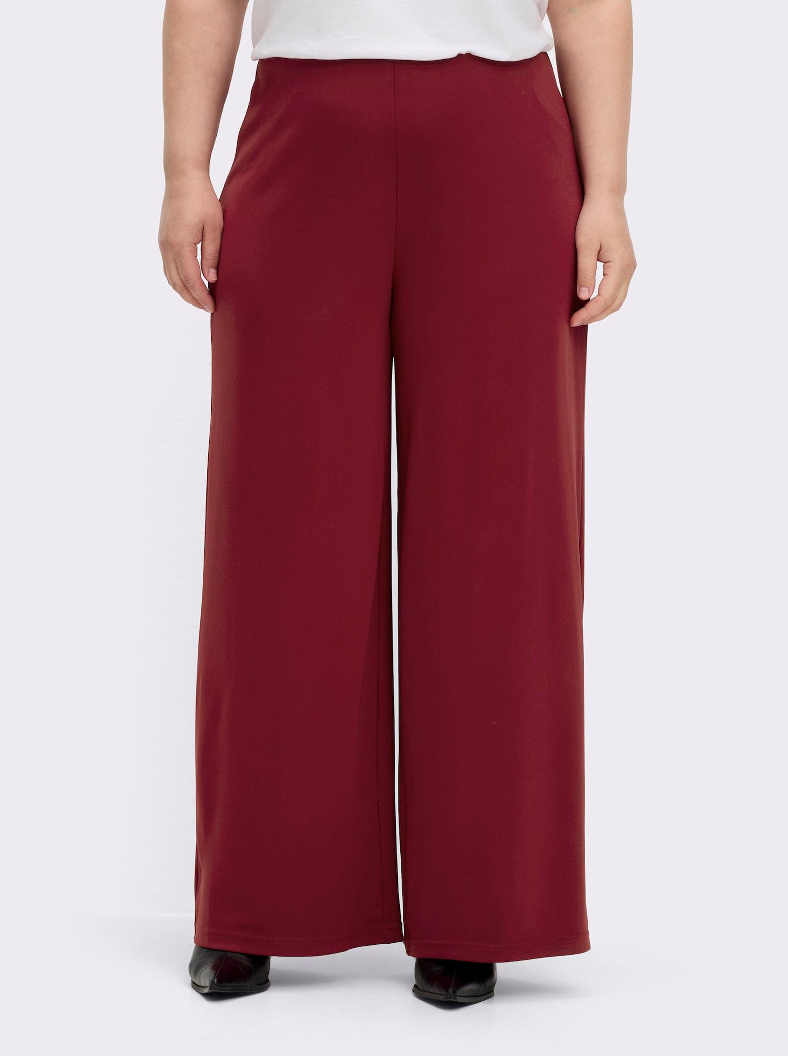 Palazzohose mit Elastik-Bund - dunkelrot