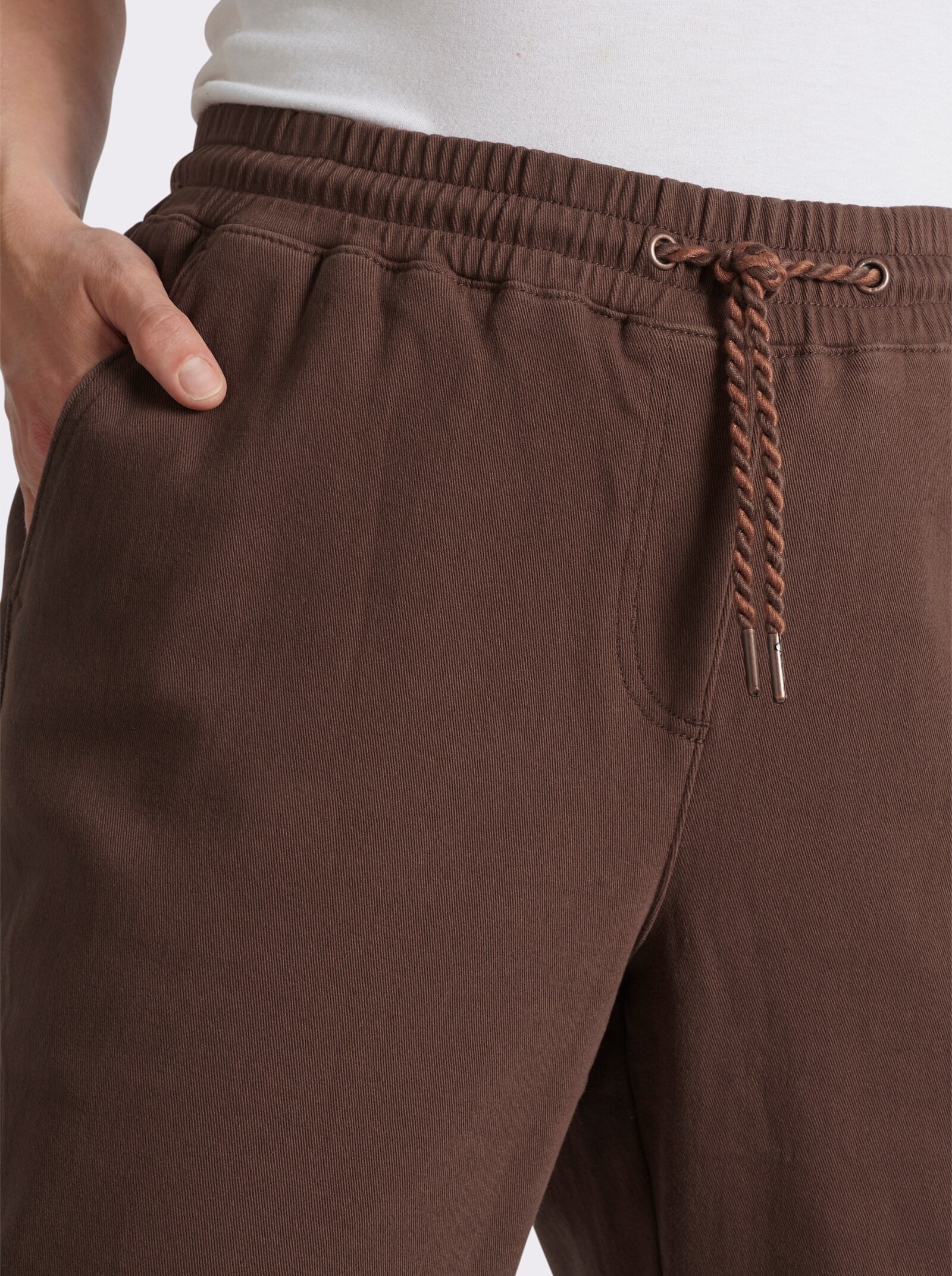 sheego Schlupfhose aus weichem Twill, innen angeraut - schoko