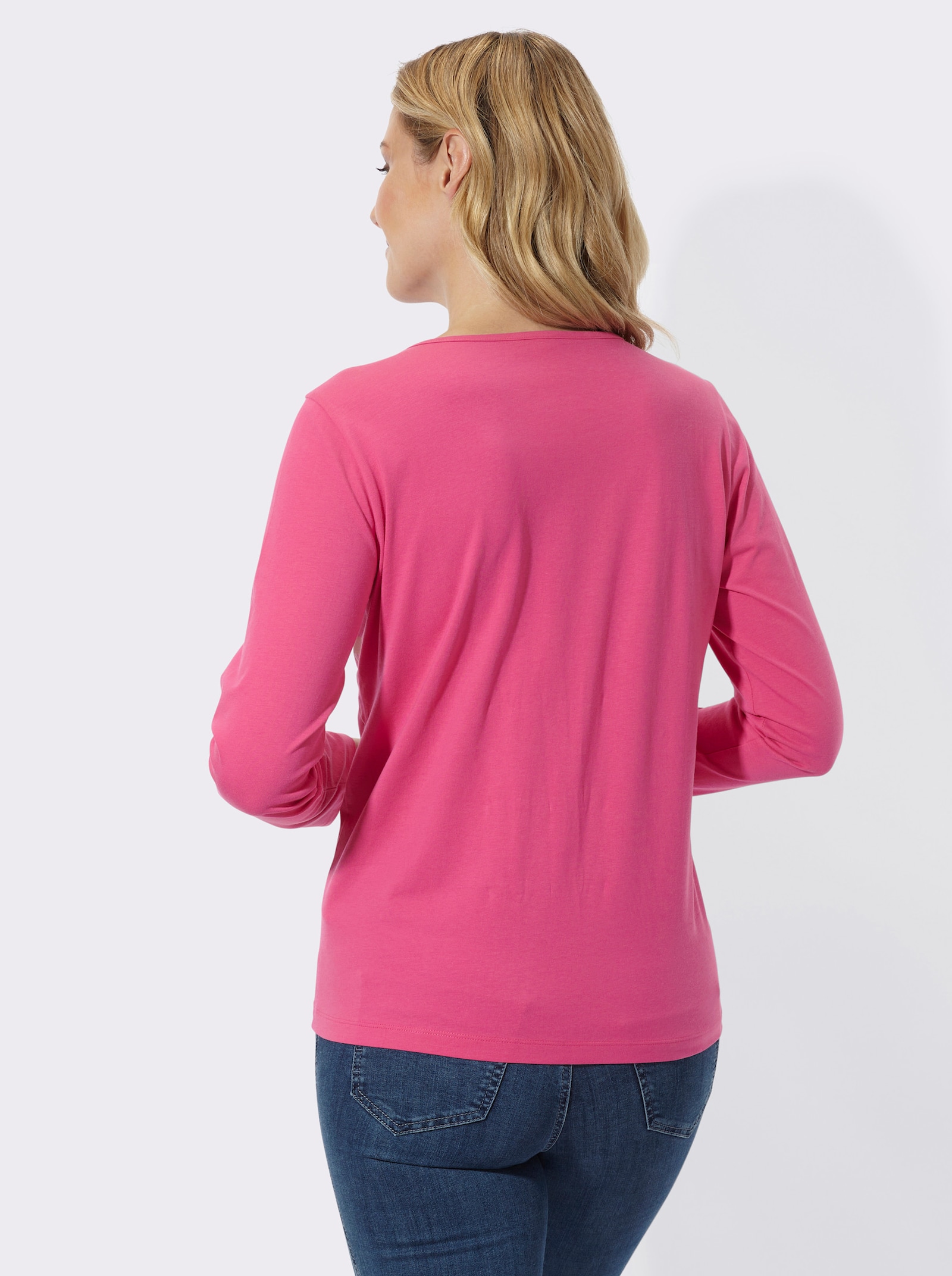 Rundhalsshirt mit Druckmuster vorne - fuchsia-puder-bedruckt