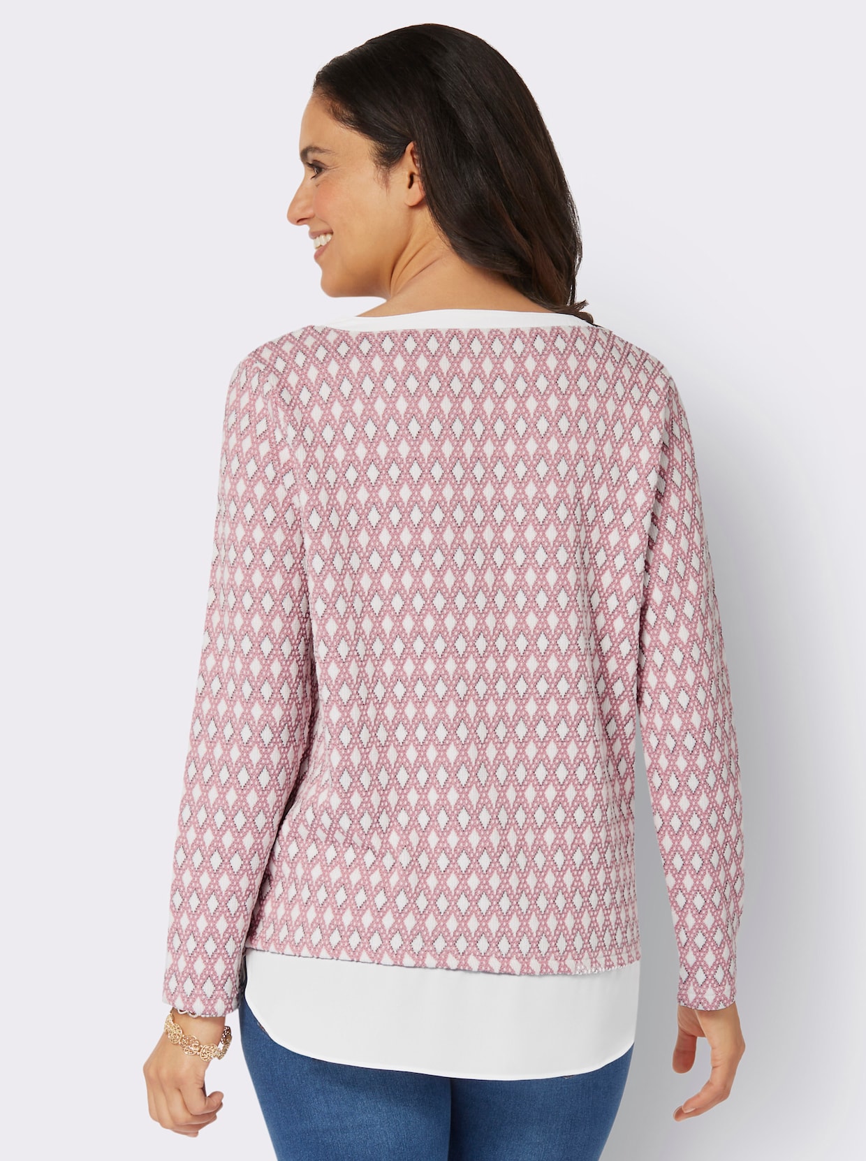 2-in-1-shirt - hortensia/ecru gedessineerd