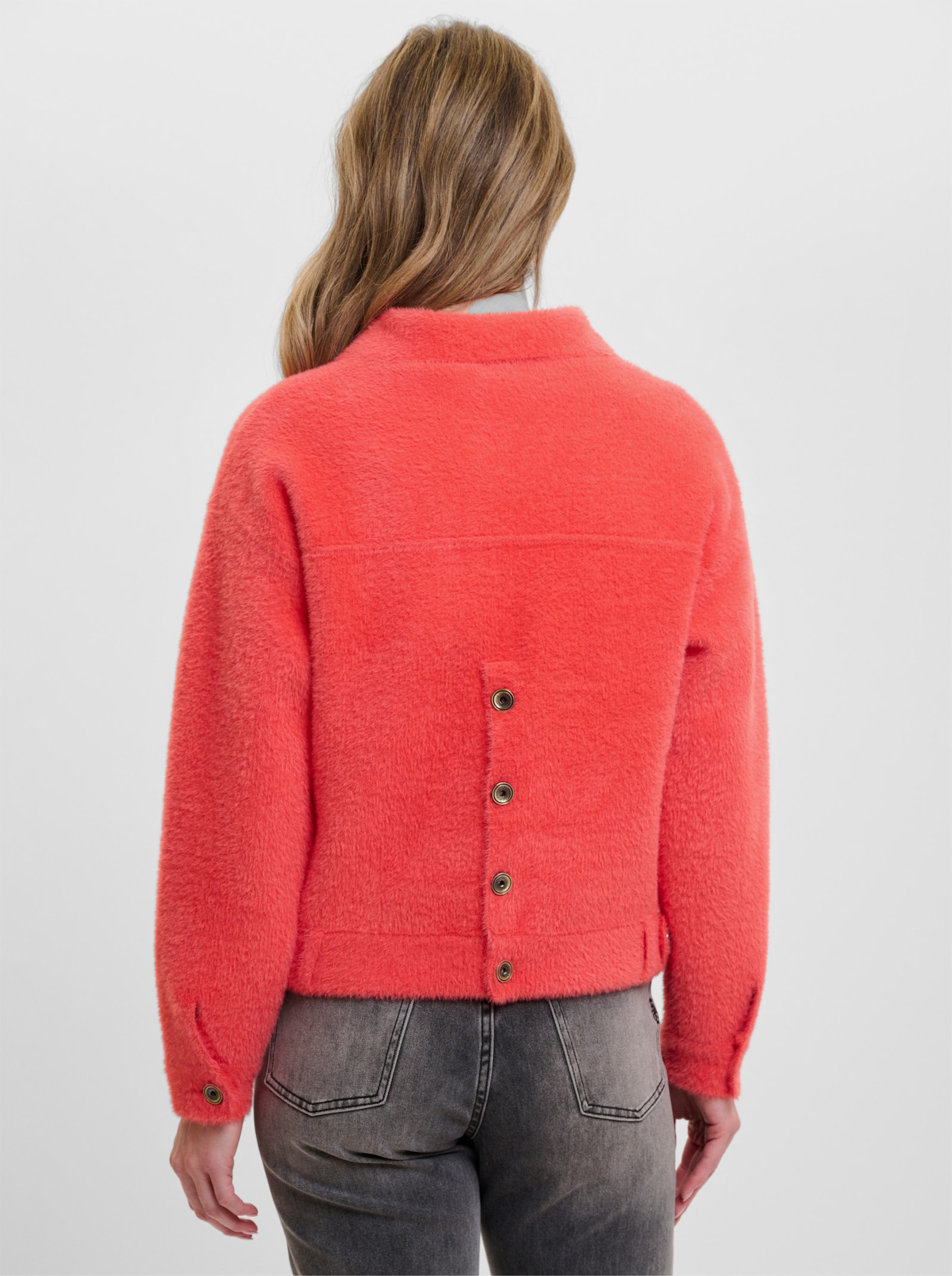 Rino & Pelle Strickjacke mit Flauschgarn - hummer