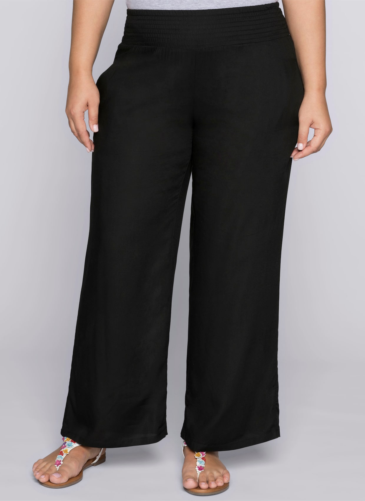 sheego comfortbroek - zwart