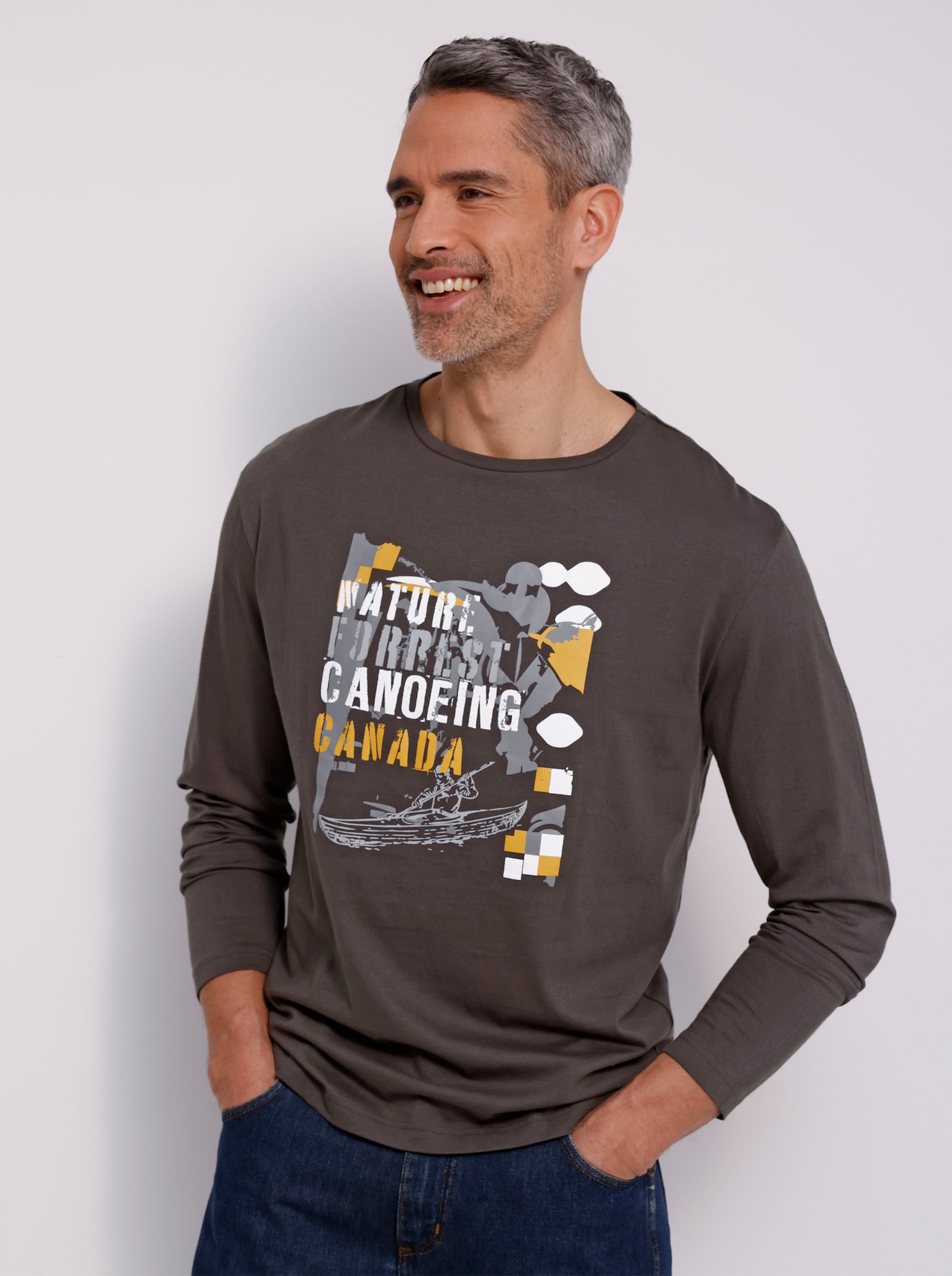 Langarmshirt mit Druckmotiv - graphit