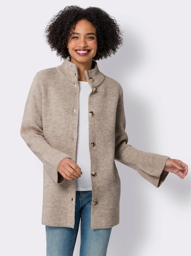 heine Strickjacke mit Volantärmeln - champagner-camel-meliert