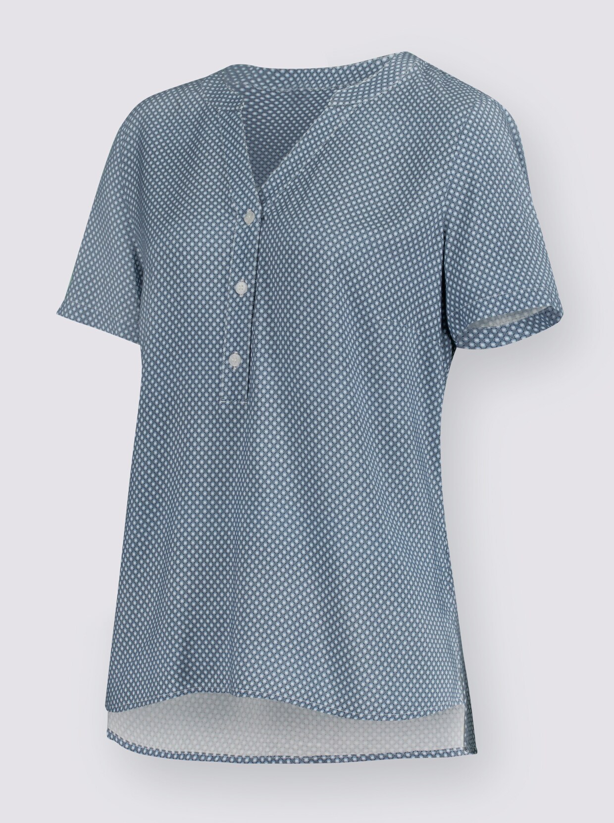 Comfortabele blouse - bleu/rookblauw bedrukt