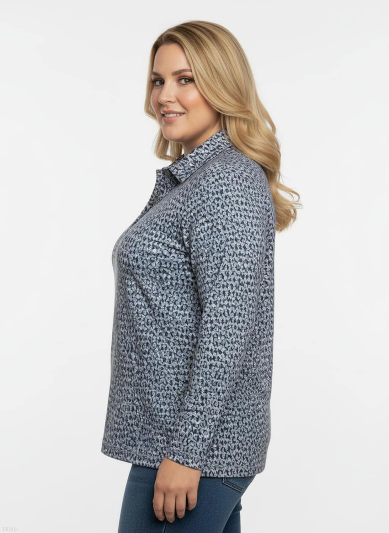 Poloshirt mit Knopfleiste - dunkelblau-steingrau-bedruckt