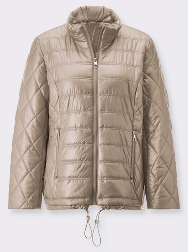 Steppjacke mit Tunnelzug am Saum - beige