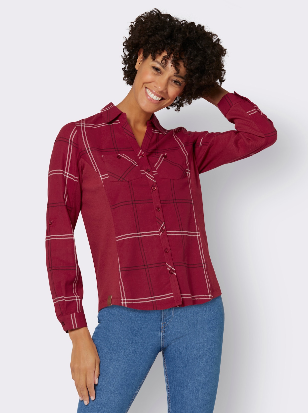 Geruite blouse - kers/wit geruit