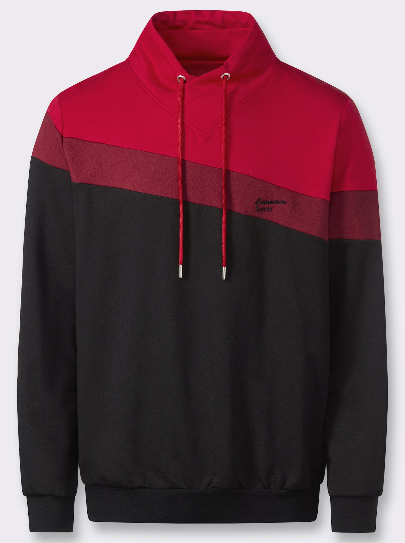 Catamaran Sports Sweatshirt mit weitenregulierbarem Kragen - schwarz-rot