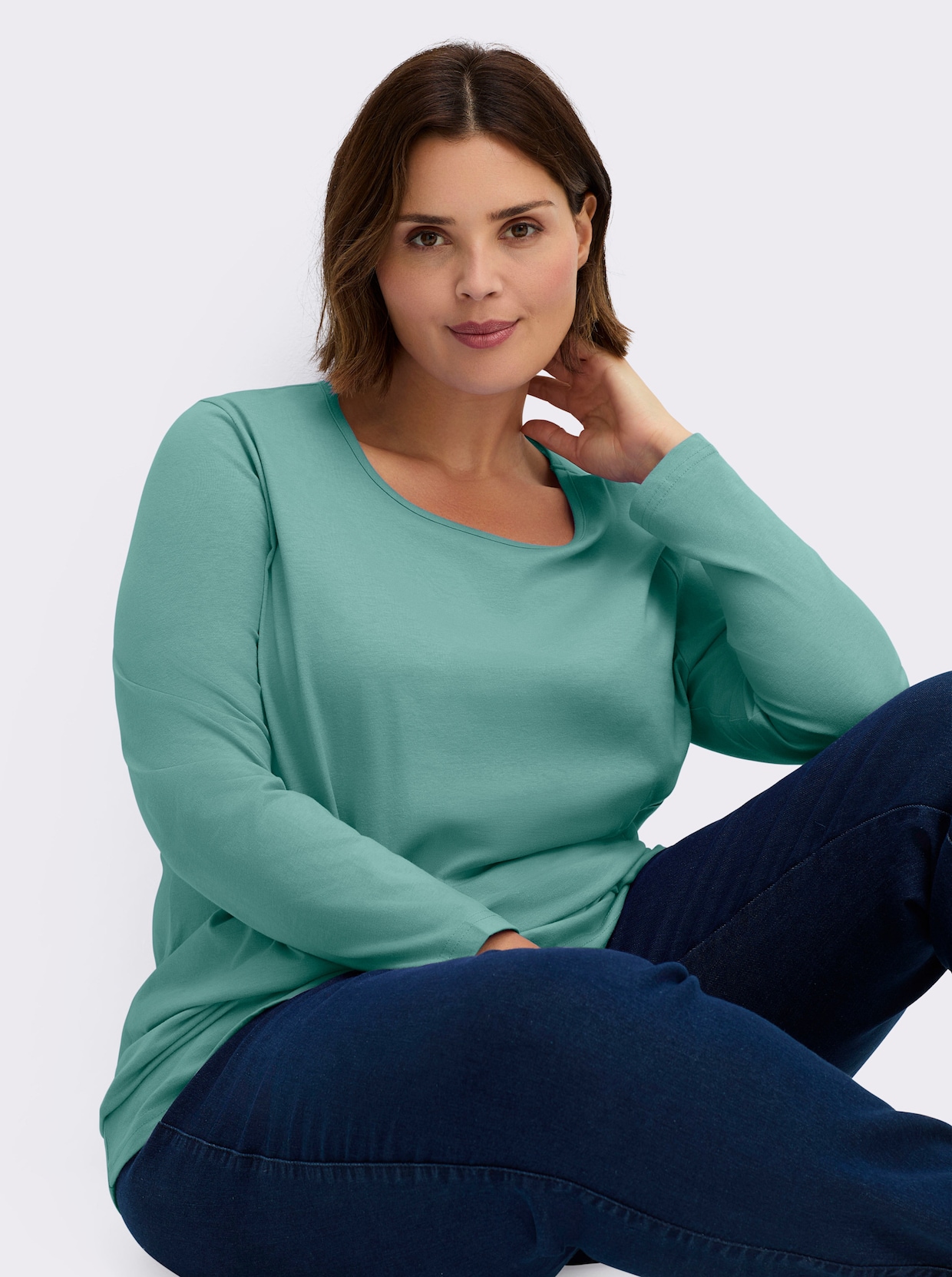 Langarmshirt in weiter Form - salbei