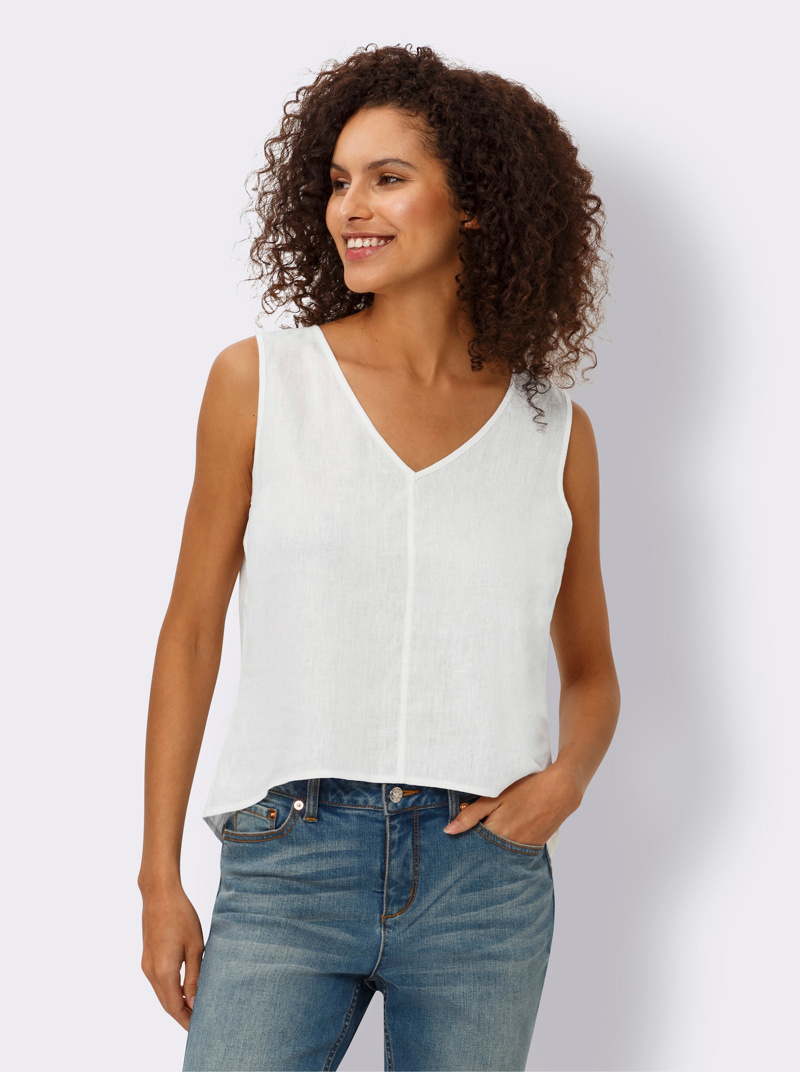 heine Blusentop aus reinem Leinen - weiß