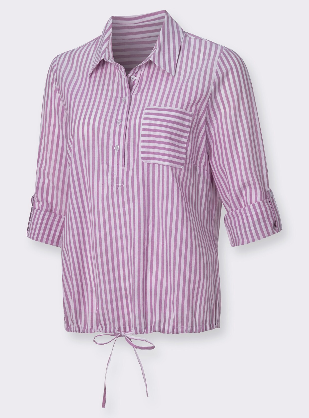 Blouse met lange mouwen - orchidee/wit gestreept