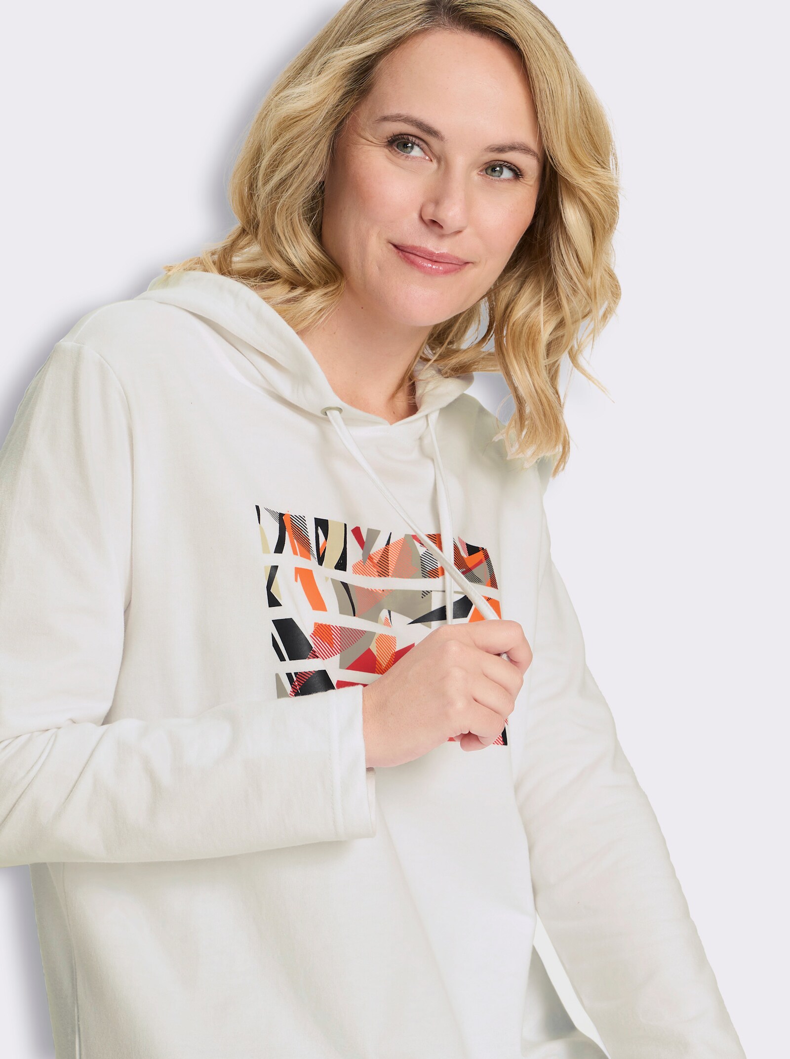 Kapuzensweatshirt mit Druck-Motiv - weiß-bedruckt