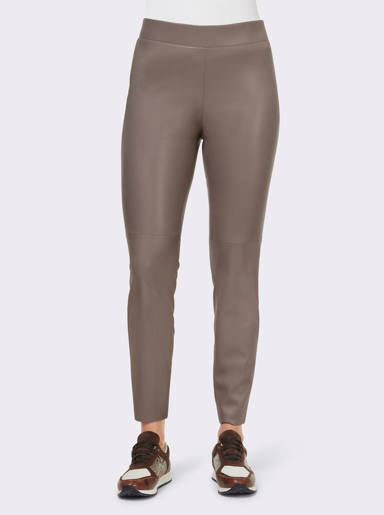 heine Legging van imitatieleer - taupe