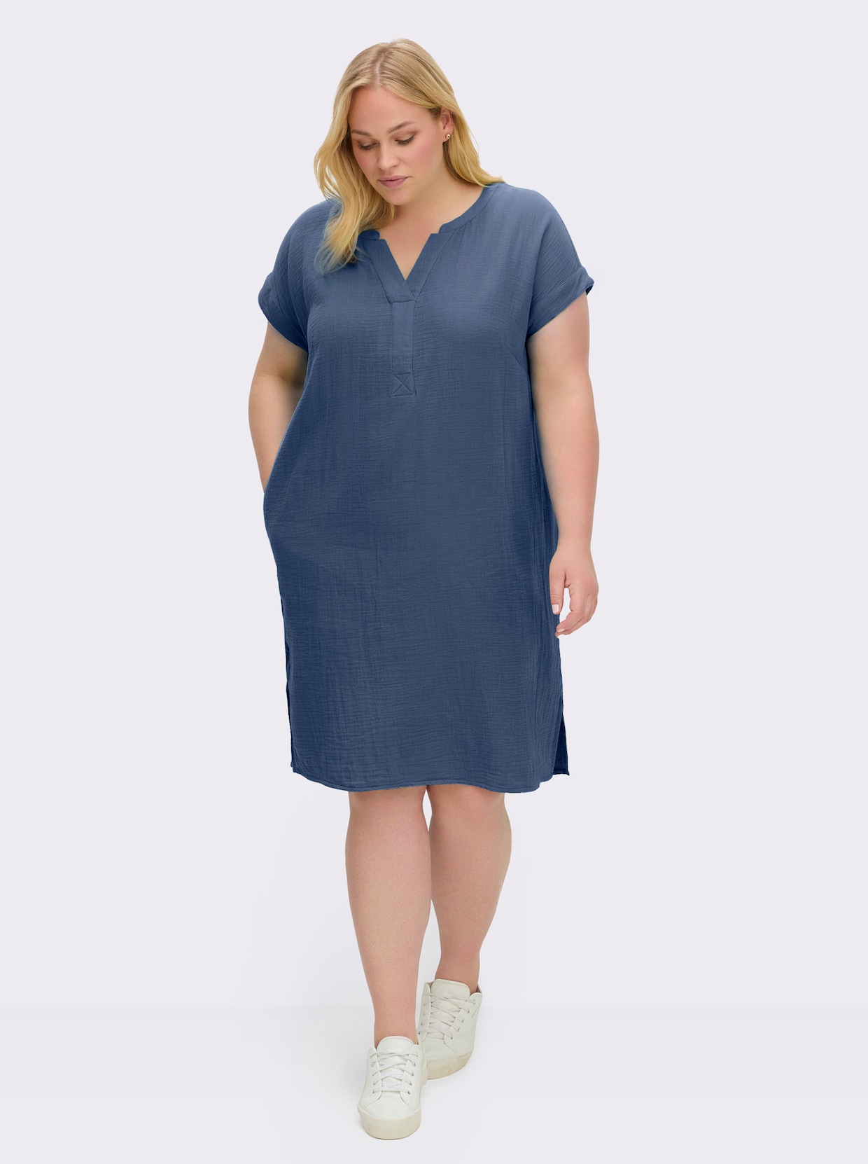 Sommerkleid in Musselin-Qualität - jeansblau