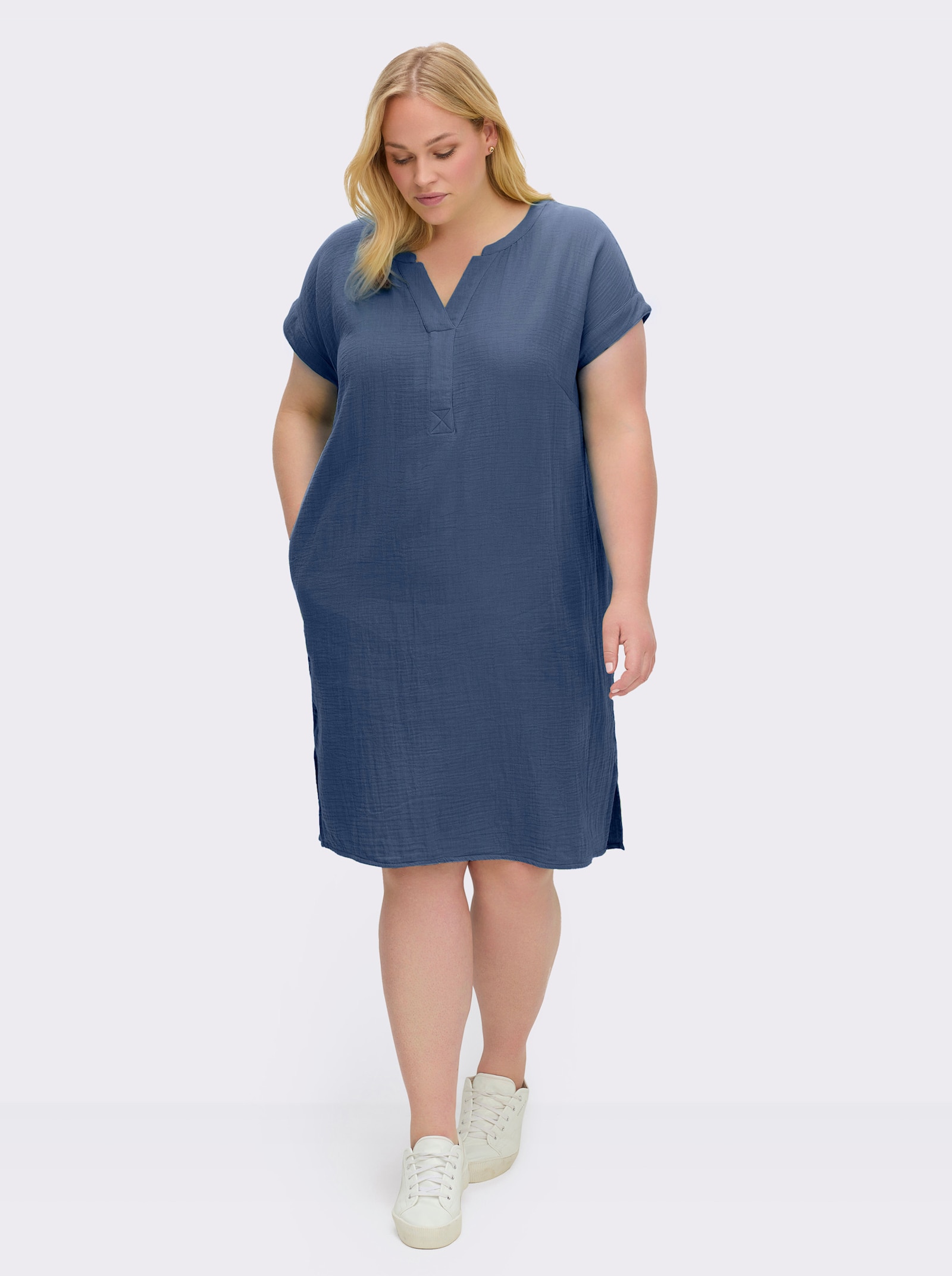Sommerkleid in Musselin-Qualität - jeansblau