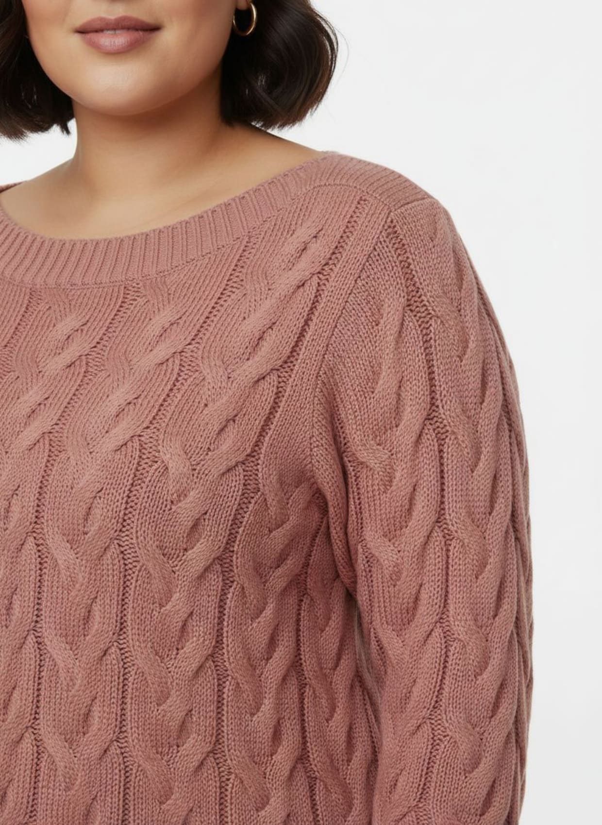 Pullover mit U-Boot-Ausschnitt - rosenholz