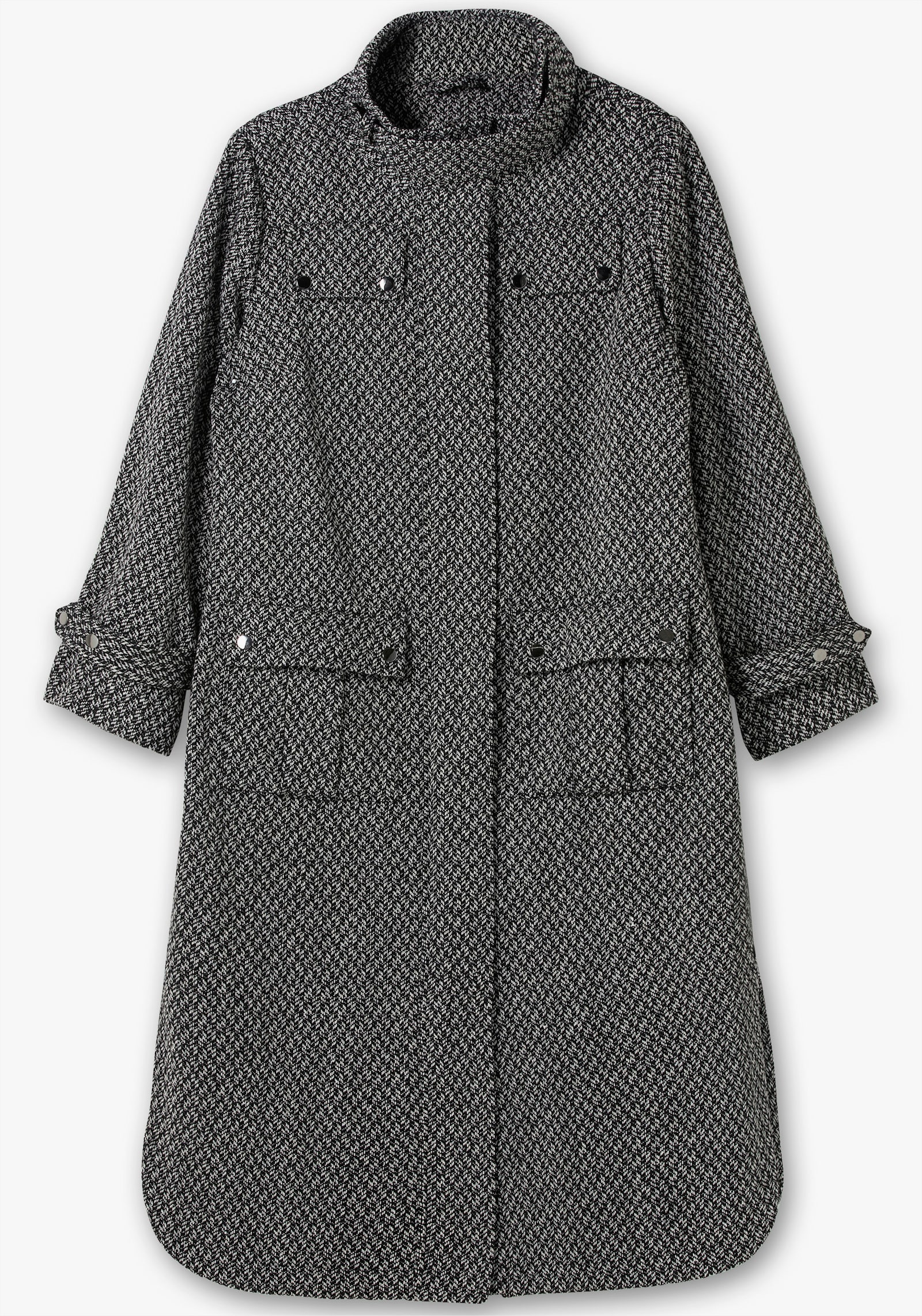 sheego Mantel im Cargo-Stil - schwarz-weiß