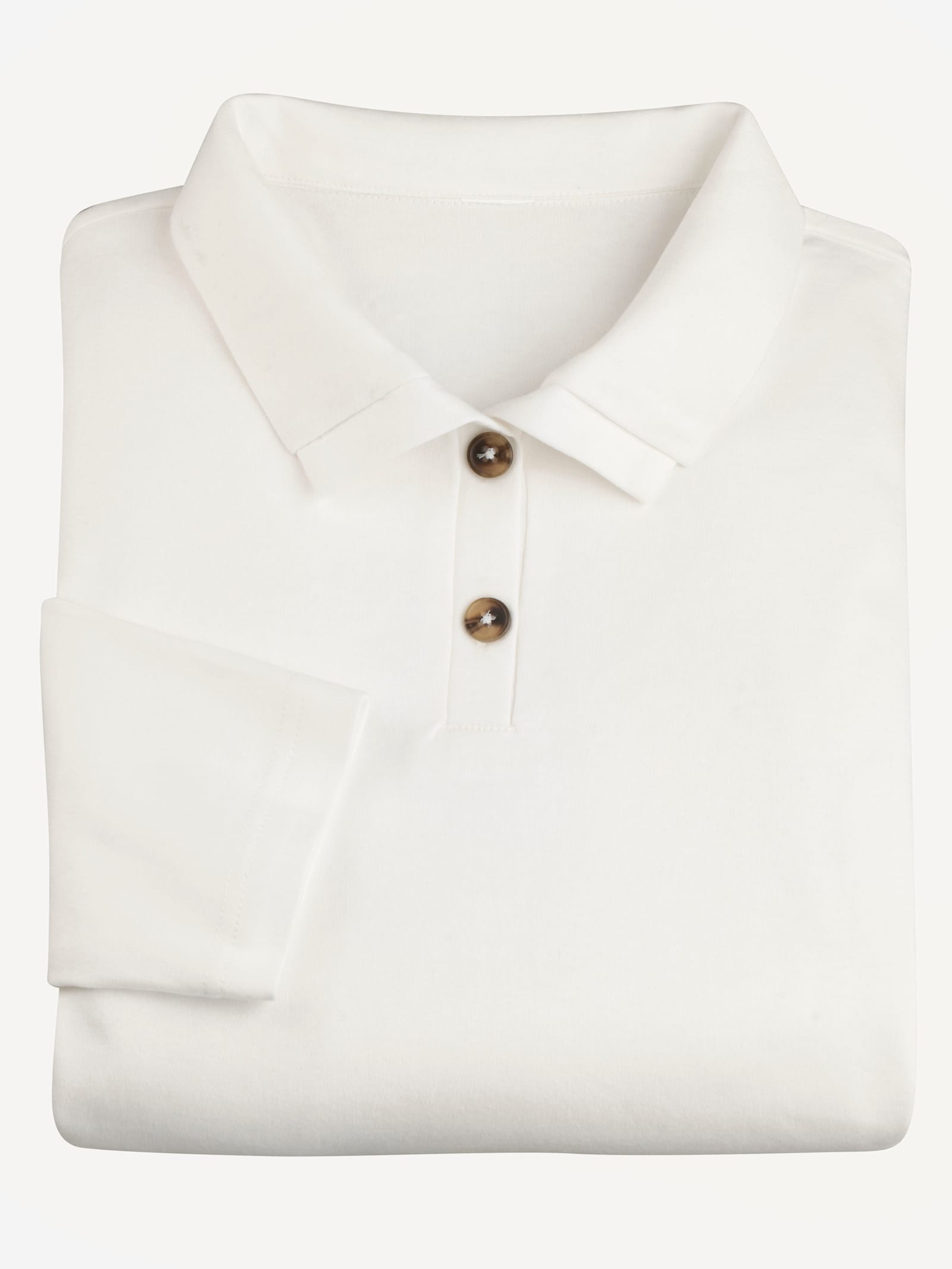 Langarmshirt mit Knöpfen in Horn-Optik - ecru