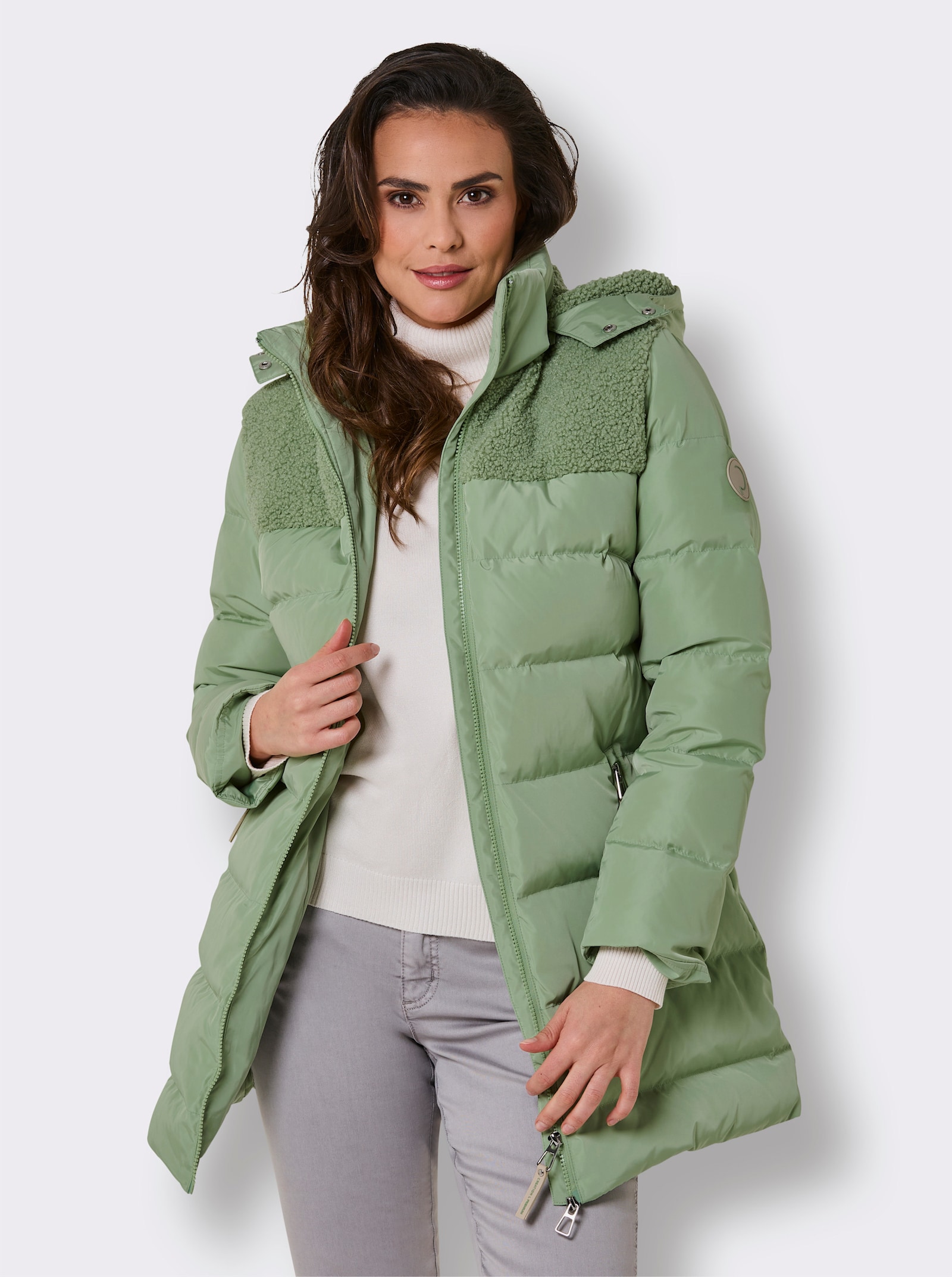 CREATION L PREMIUM Daunenjacke mit Teddyfleece - eucalyptus