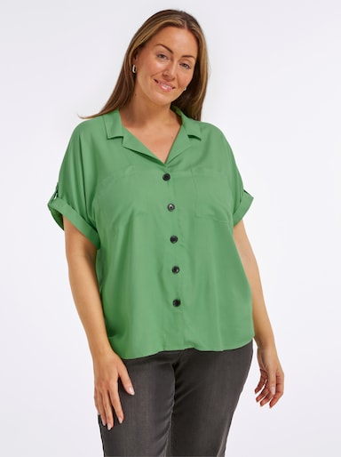 Kurzarmbluse mit aufgesetzten Brusttaschen - apfel