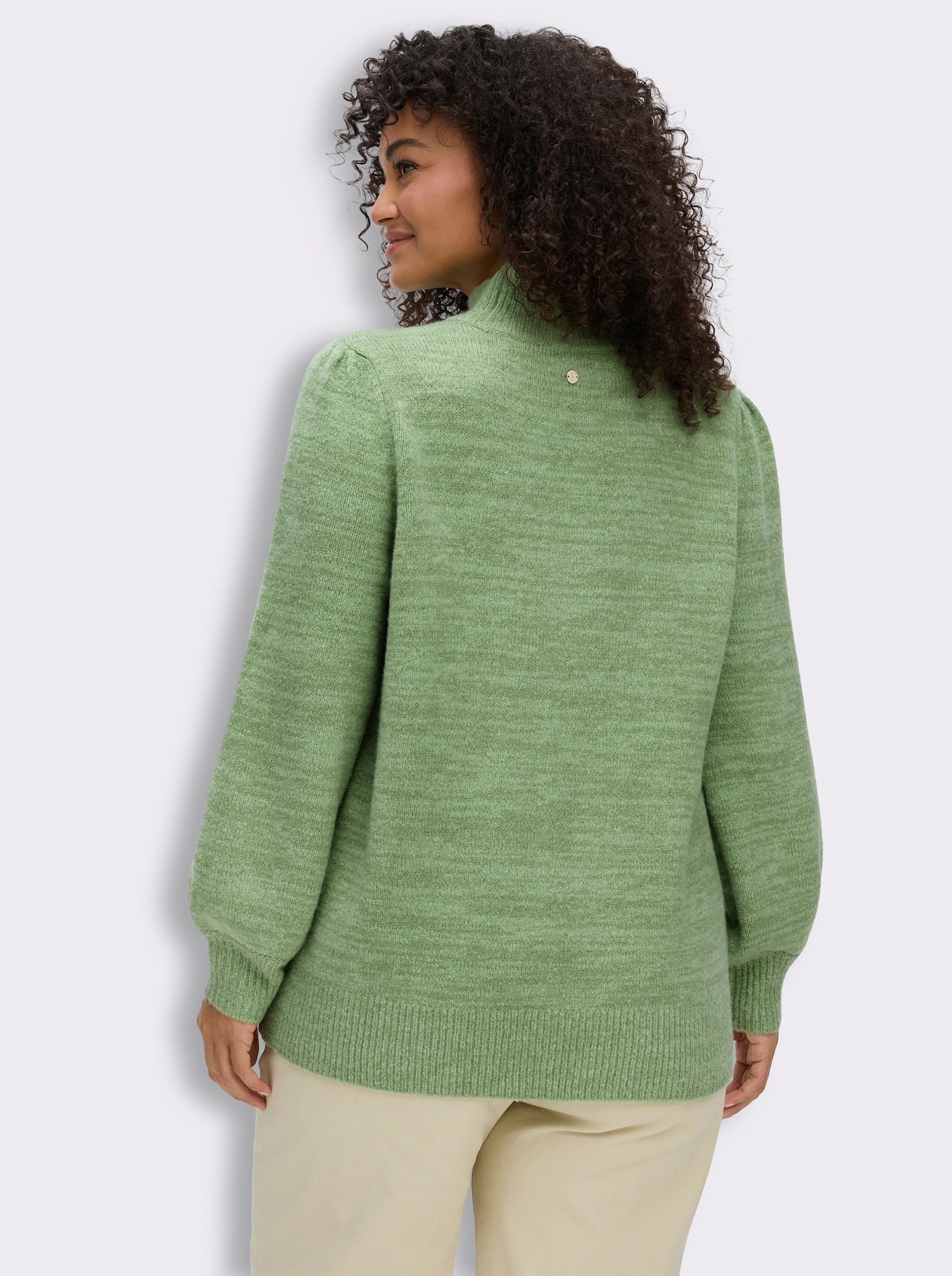 sheego Stehkragenpullover in Melange-Optik - eucalyptus-meliert