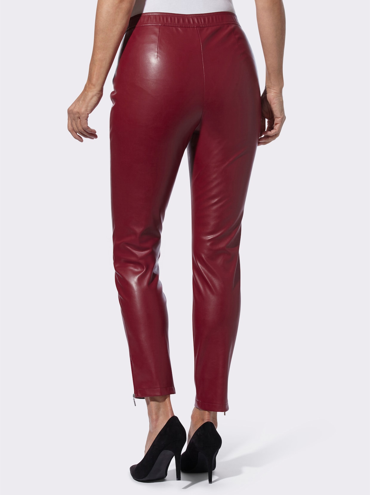 Broek van imitatieleer - donkerrood