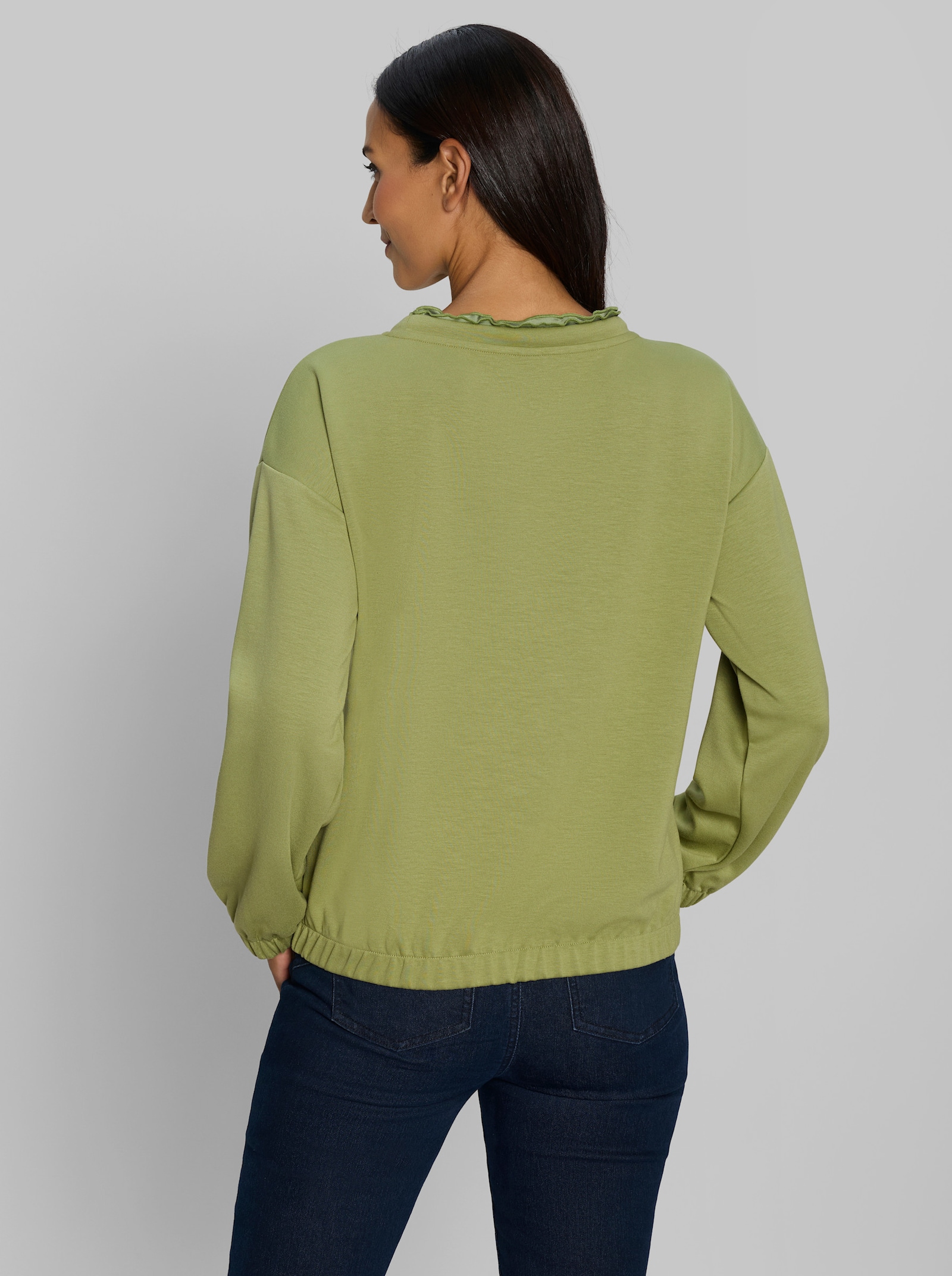 heine Sweatshirt mit Raffungen am Ausschnitt - schilf