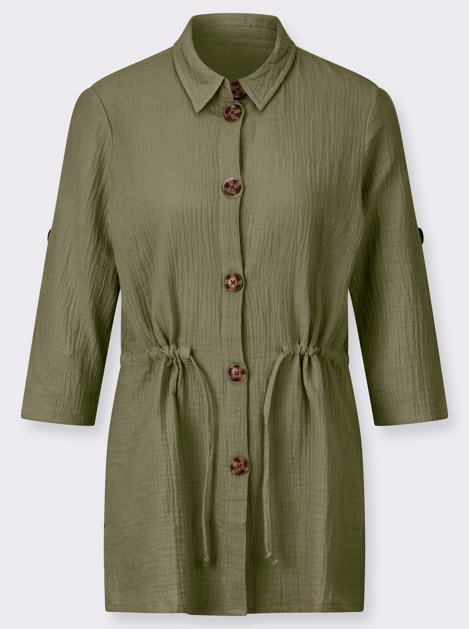 Blusenjacke mit Krempelärmeln - oliv