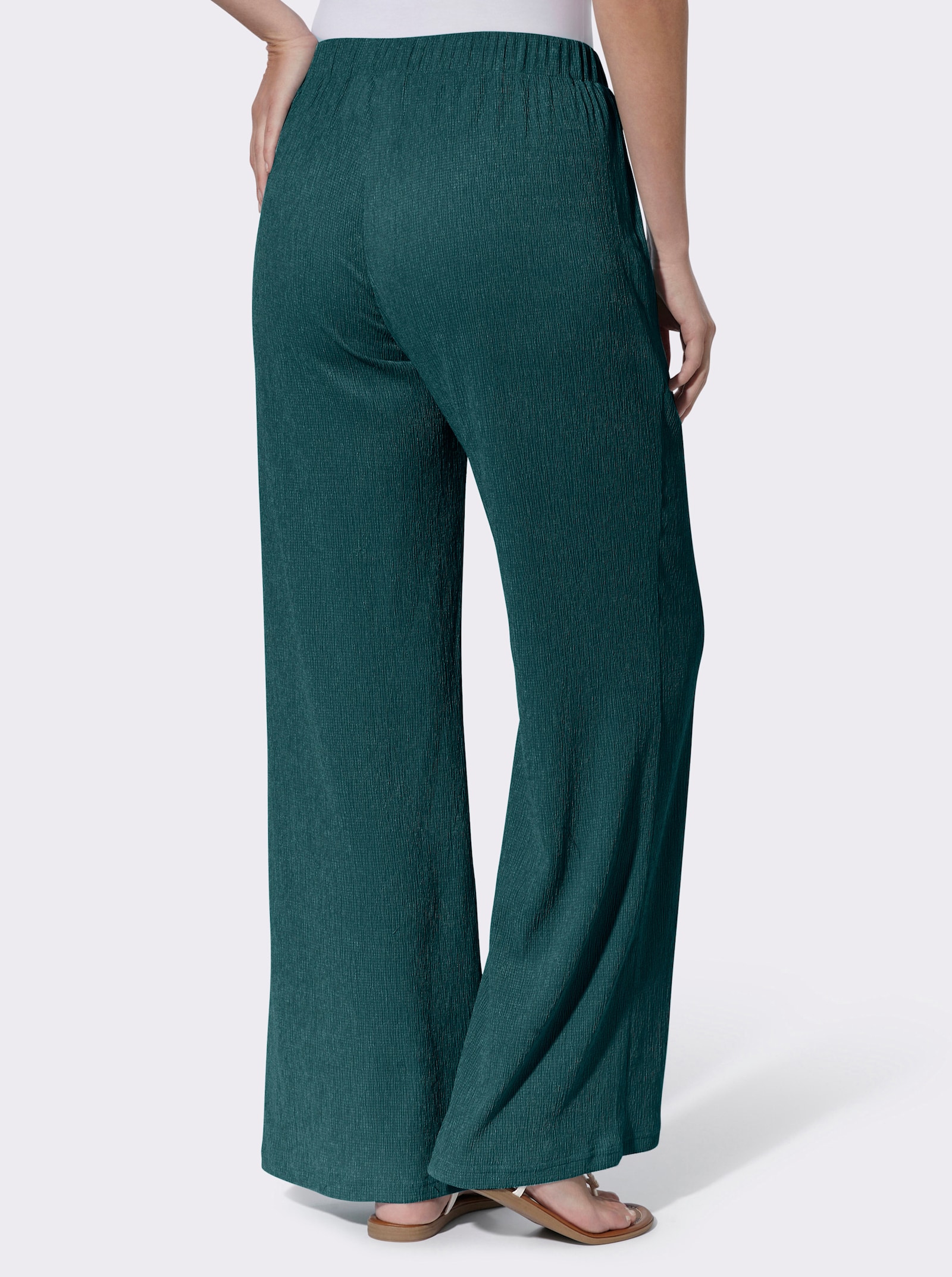 Comfortblouse van crinklemateriaal - petrol