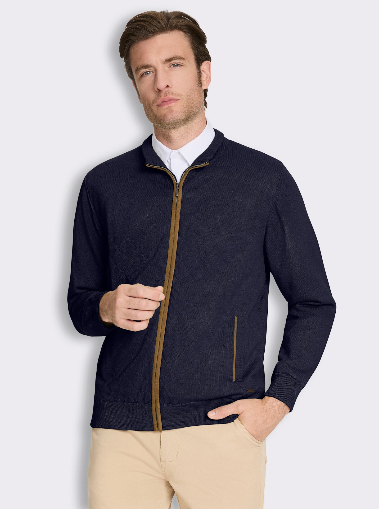 Marco Donati Strickjacke mit Rautensteppung - marine