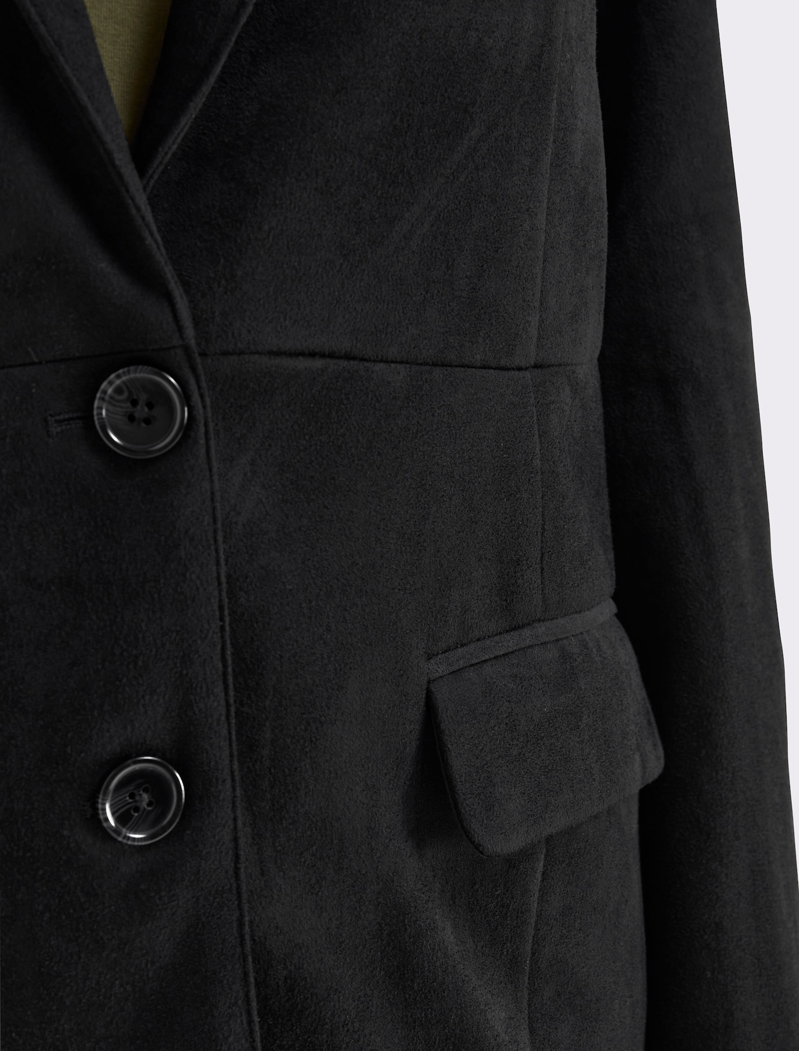 sheego Blazer in Veloursleder-Optik - schwarz