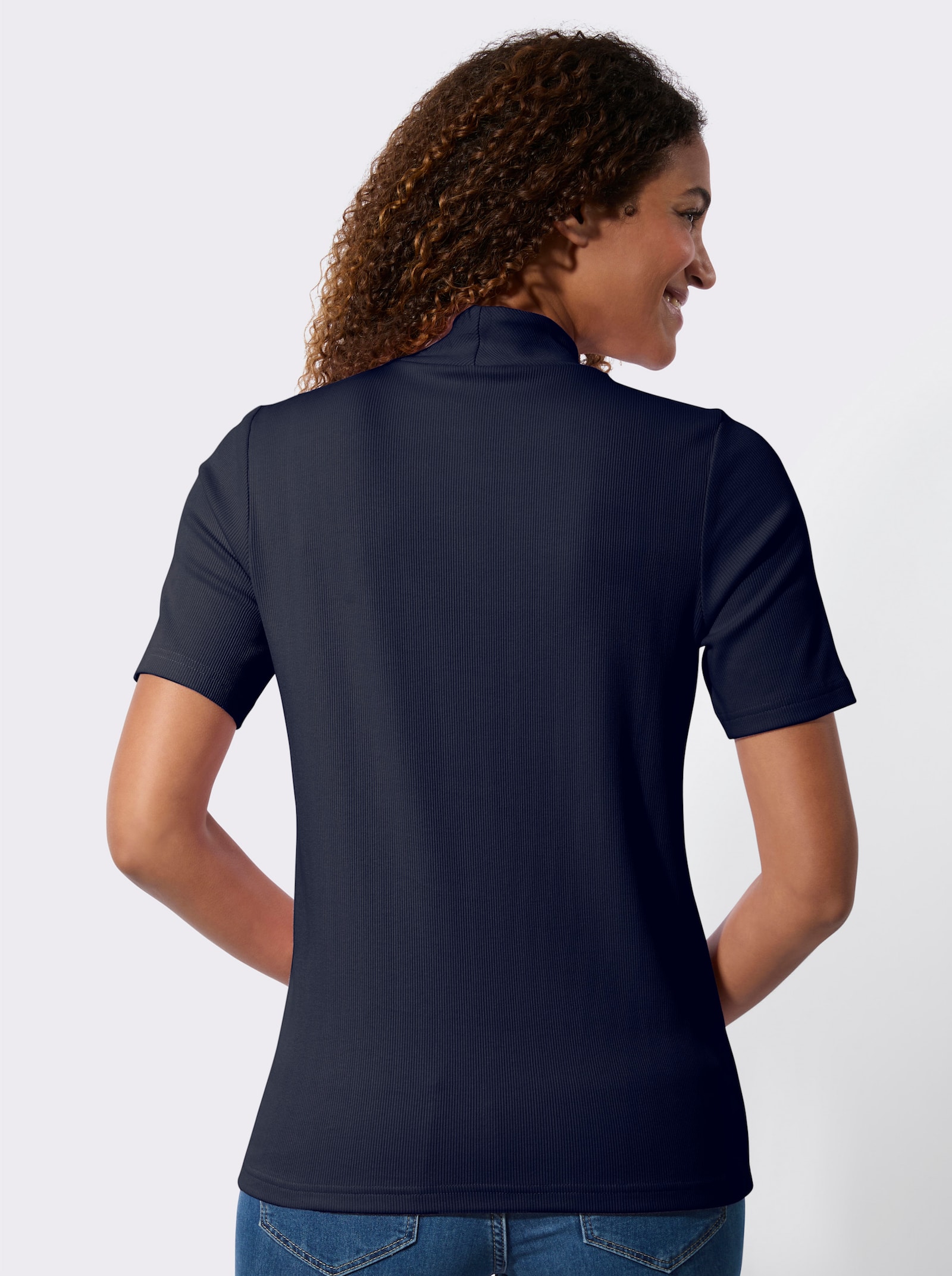 Shirt met opstaande kraag van katoen - marine