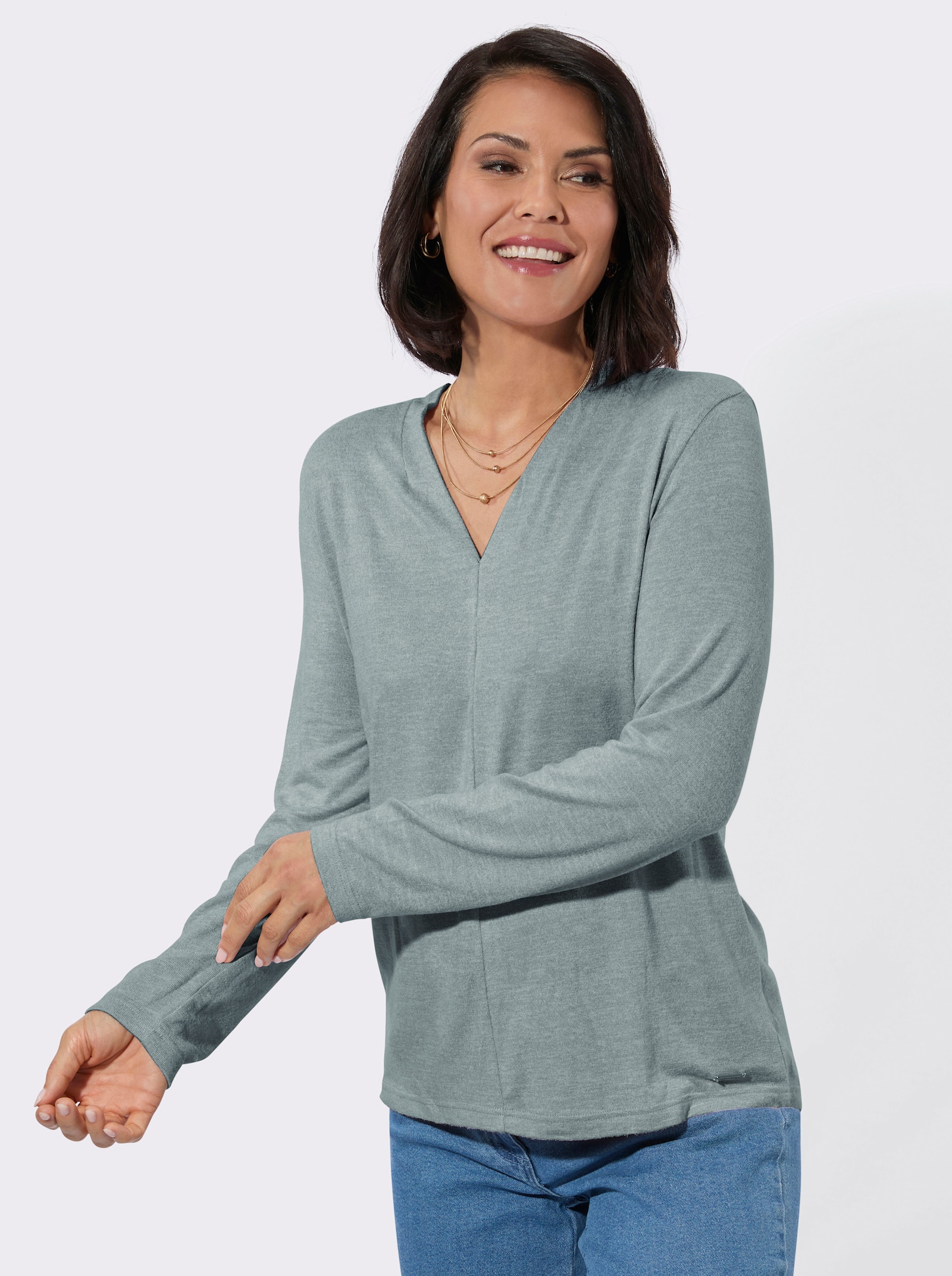 Winter-Shirt - jade-meliert