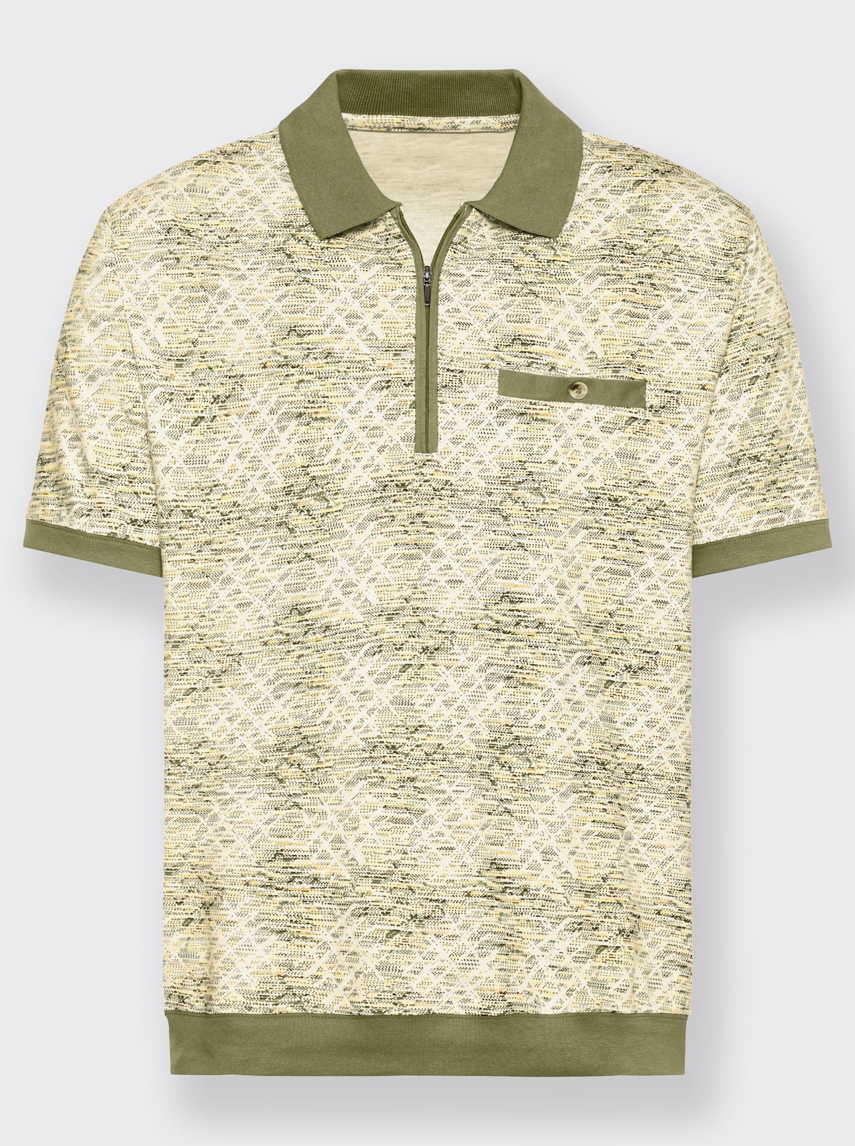 Marco Donati Kurzarm-Poloshirt - khaki-bedruckt