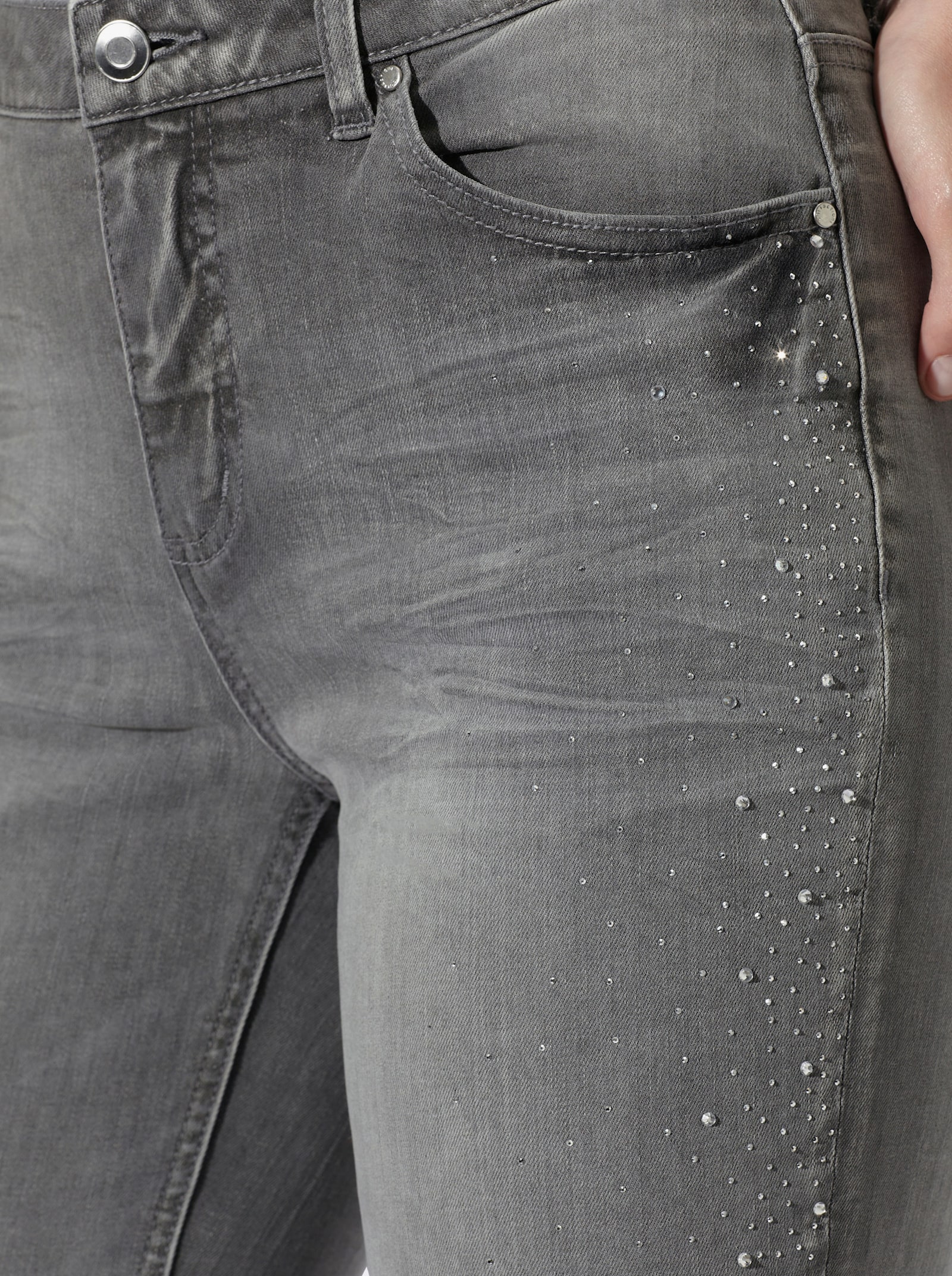 heine 5-Pocket-Jeans mit Glitzersteinchen - light grey-denim