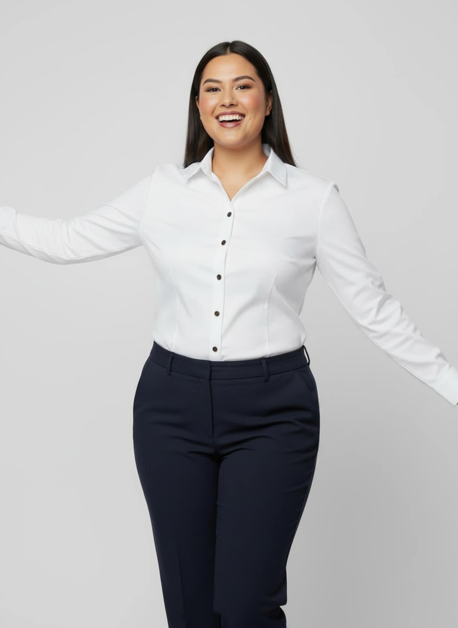 Klassische Bluse pflegeleicht und bügelarm - weiß