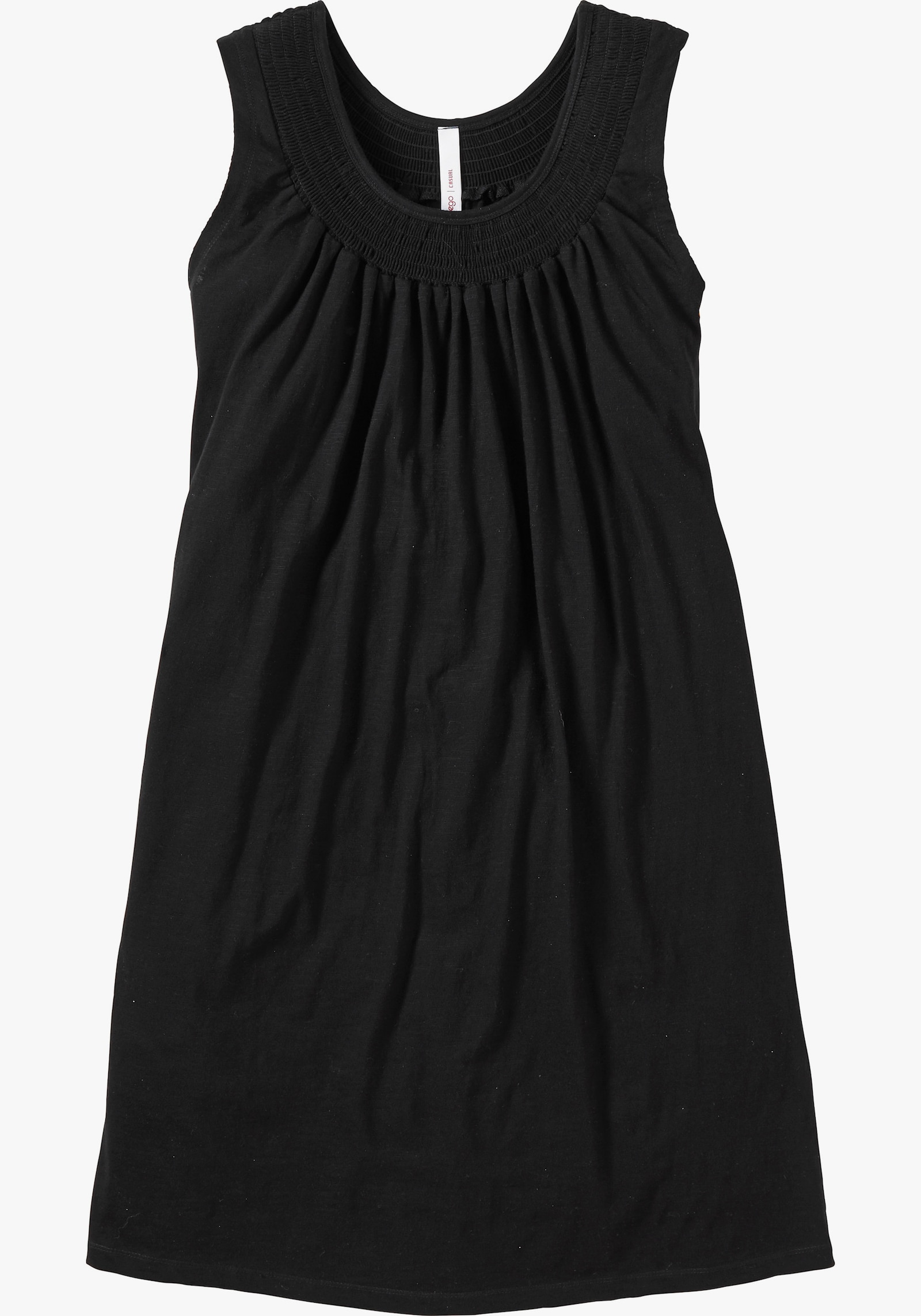 sheego Jerseykleid in weiter A-Linie, ärmellos - schwarz