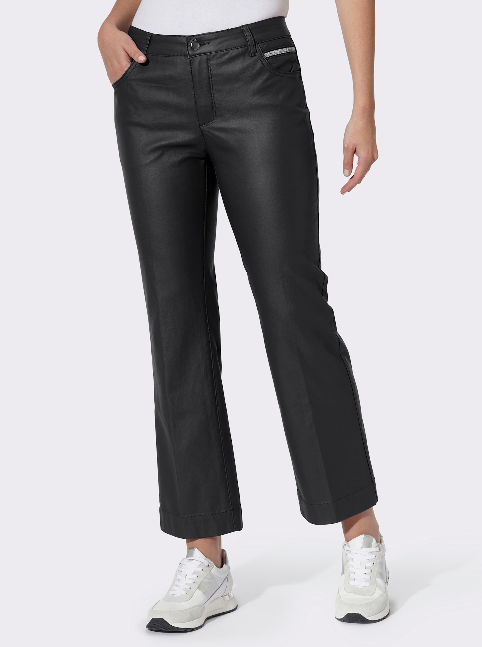 heine Ankle-Jeans mit Glanz-Beschichtung - schwarz