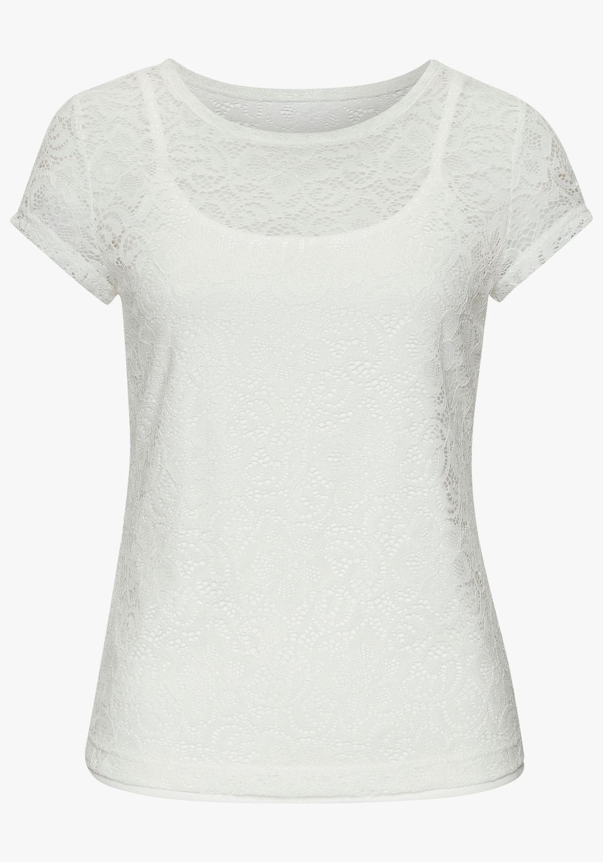 LASCANA T-shirt en dentelle - blanc