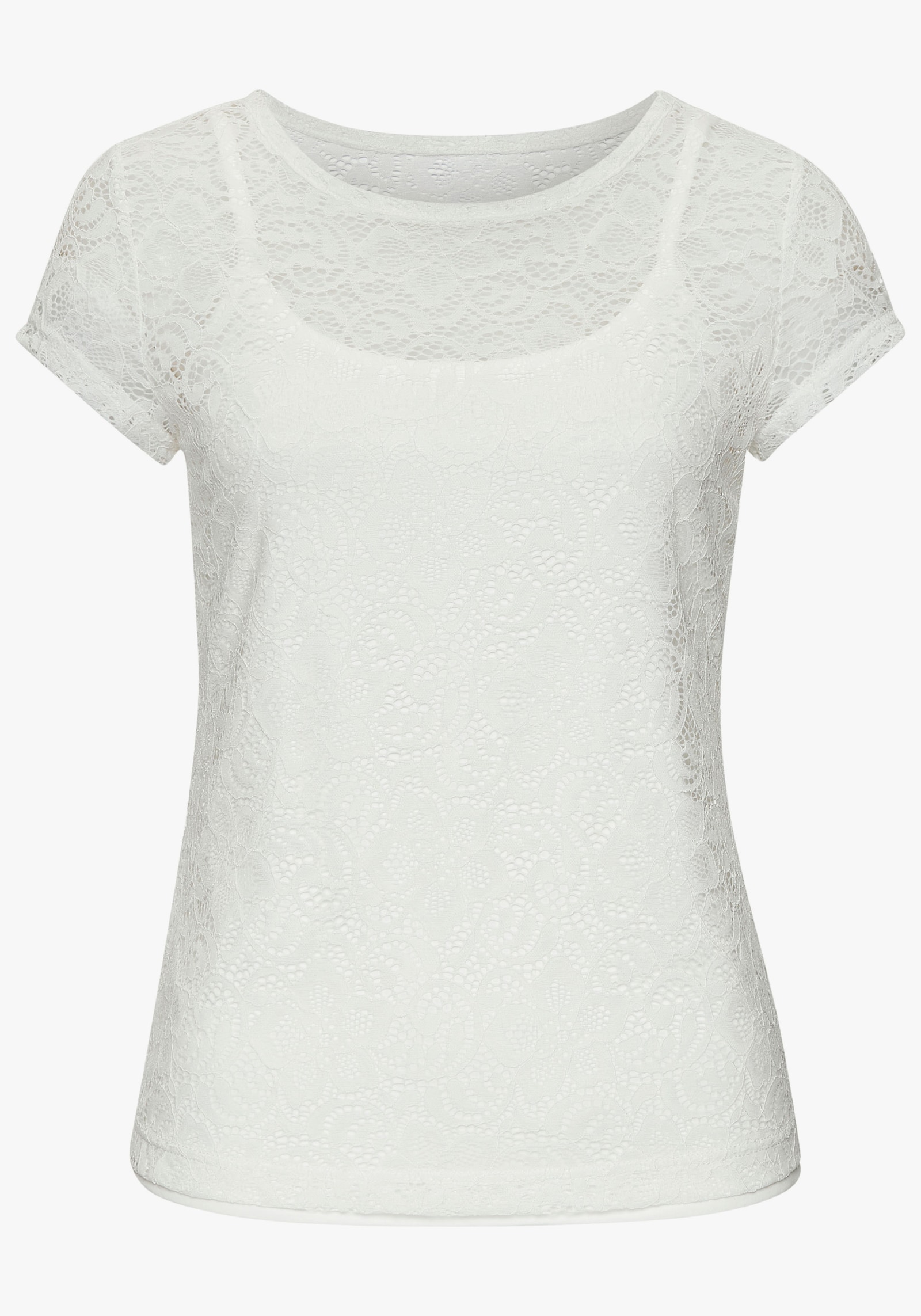 LASCANA Spitzenshirt - weiß