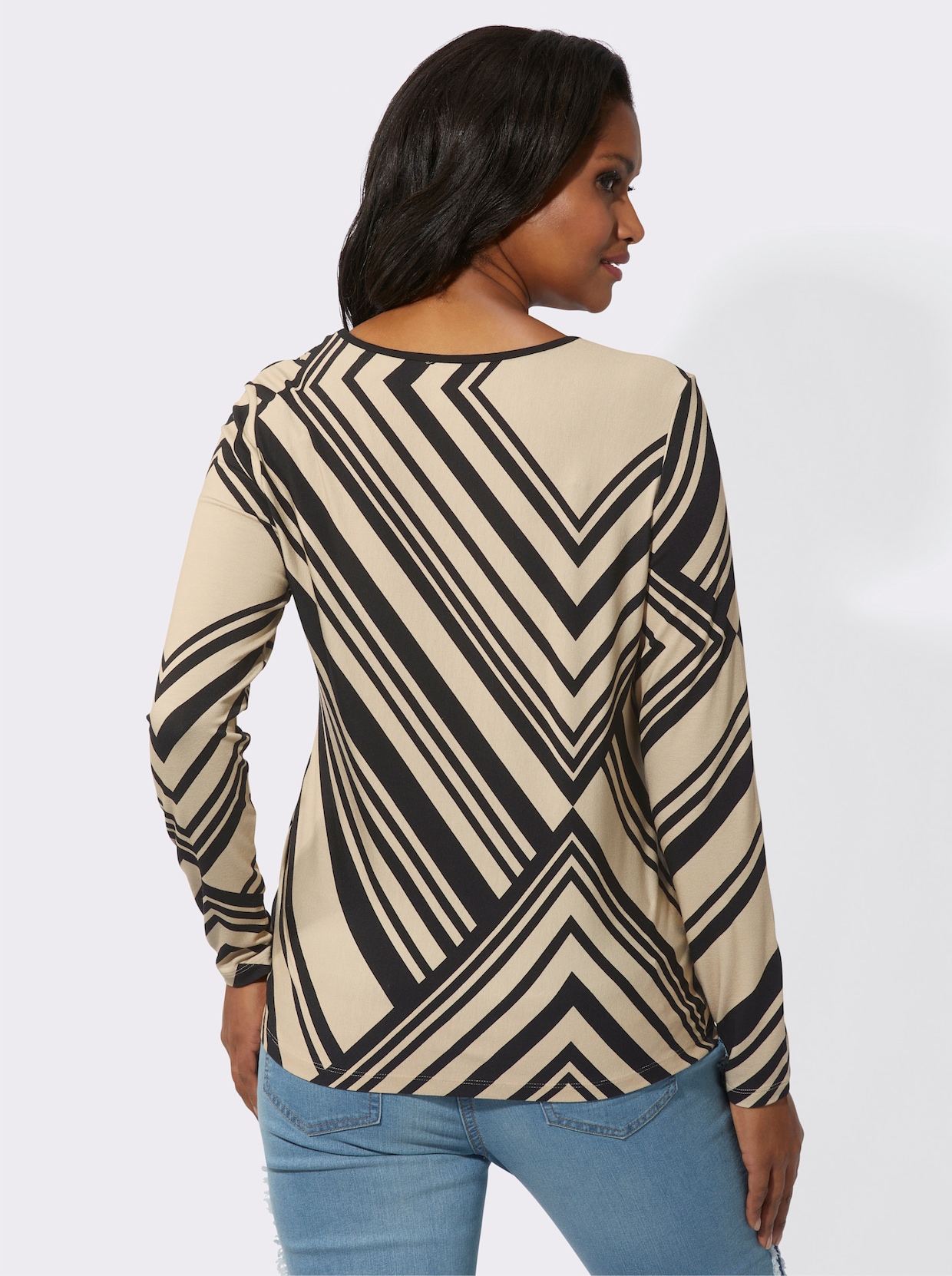 Shirt met lange mouwen - zwart/zand geprint