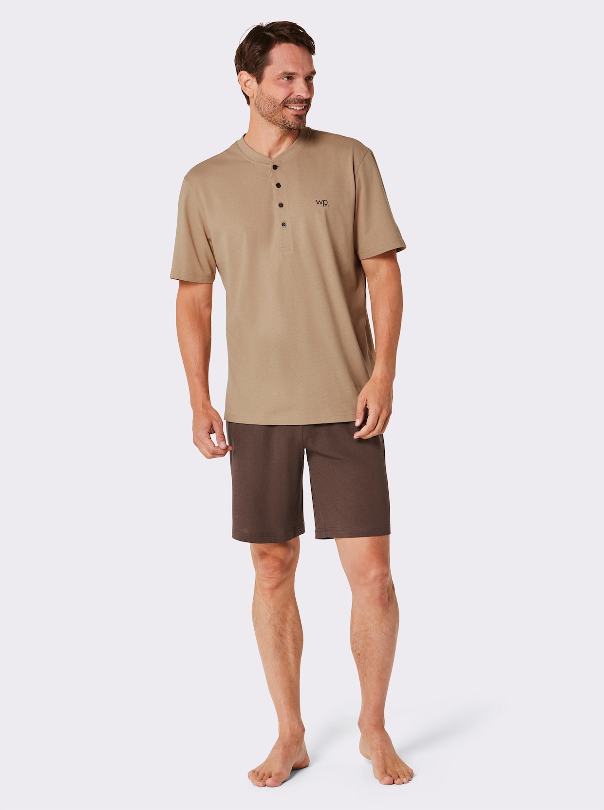 wäschepur men Shortys - schoko-camel + marine-mittelblau