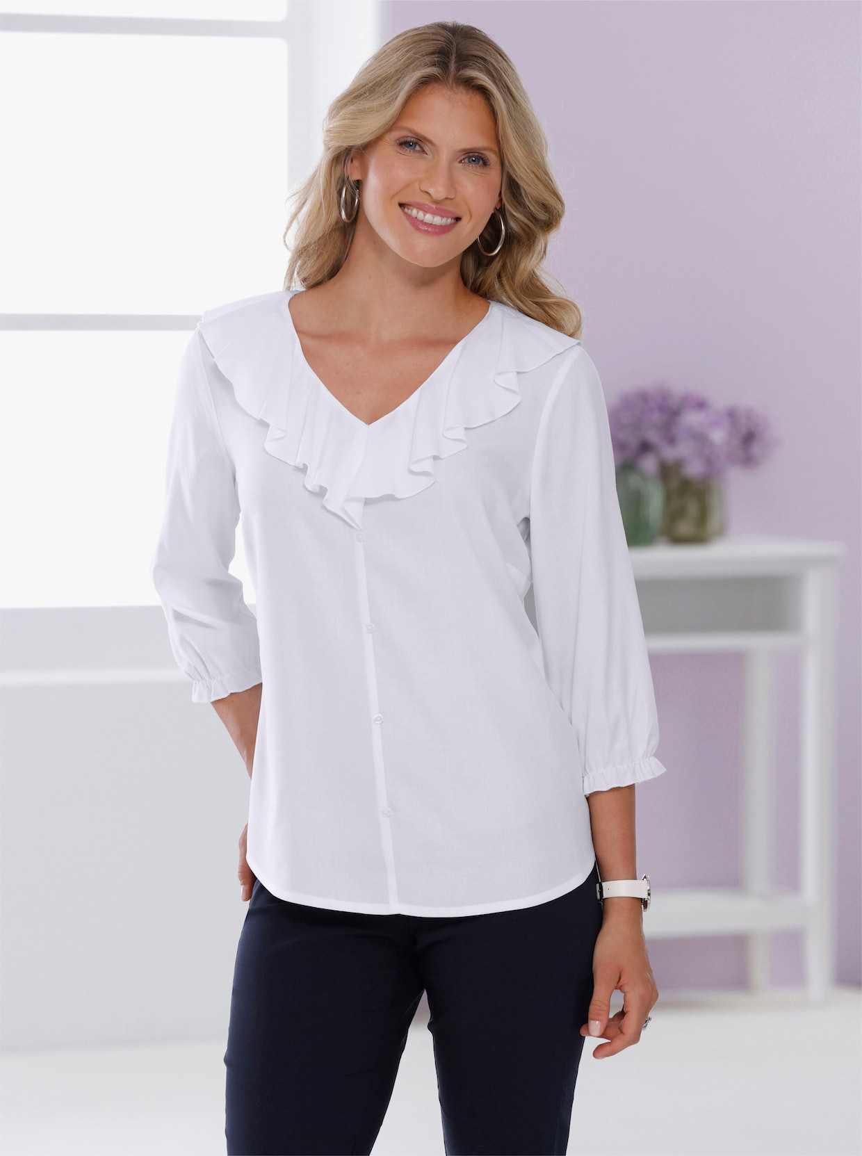 Blouse met volants - wit